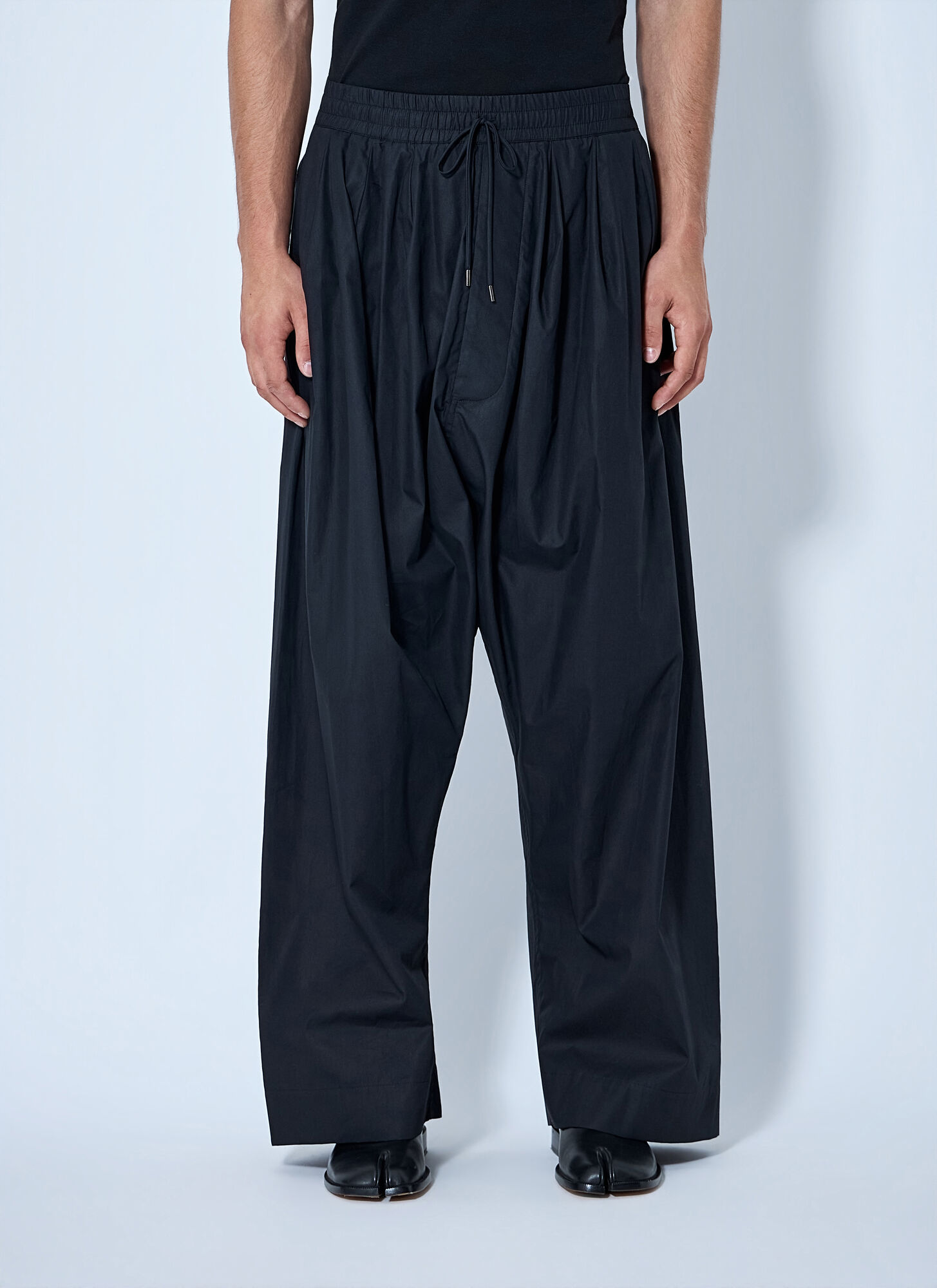 Vivienne Westwood Men's Black Wide-Leg Drawstring Trousers - Man Pants S