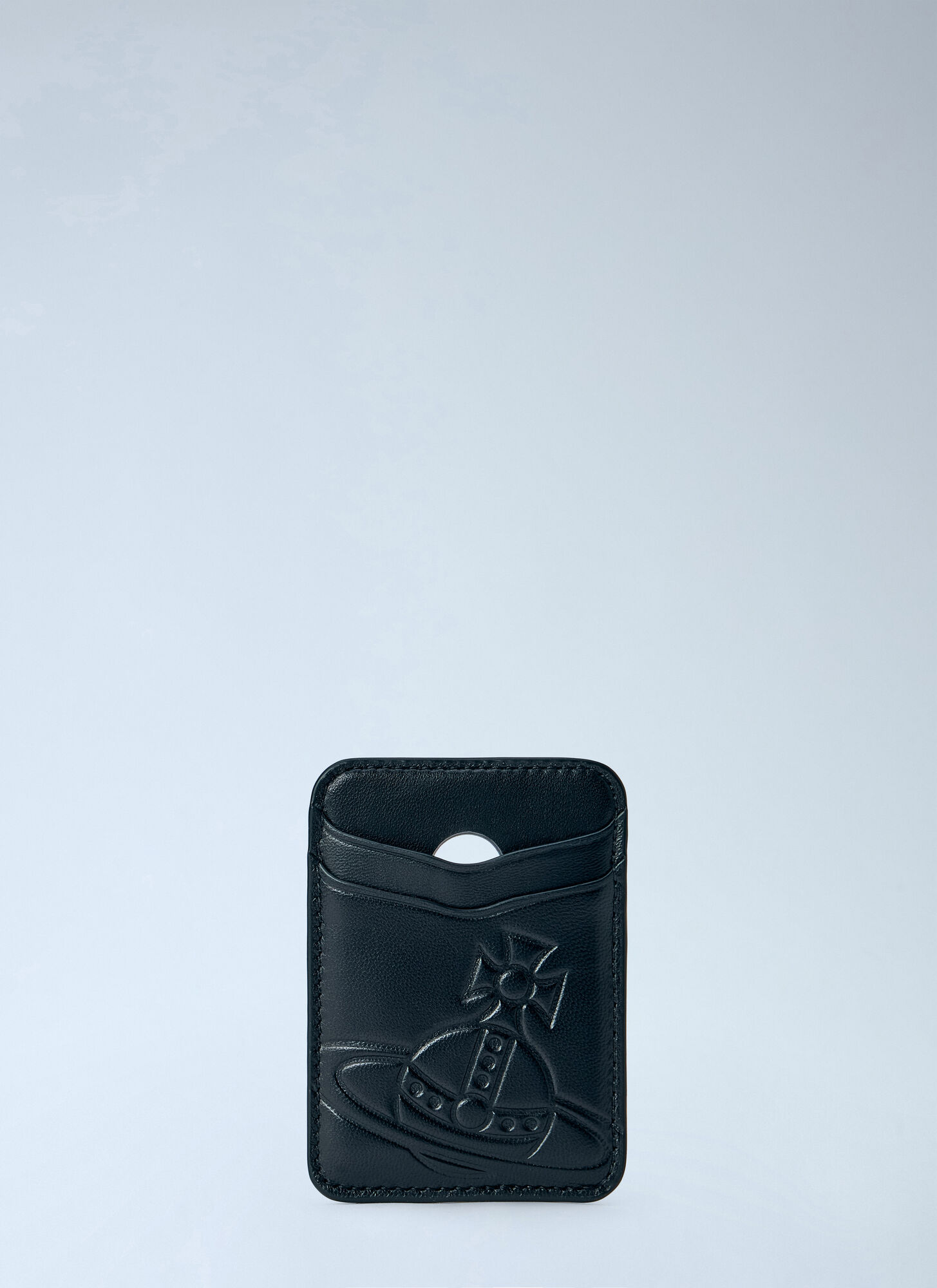 Vivienne Westwood Men's Black Magsafe Leather Card Holder - Man Wallets & Cardholders One Size