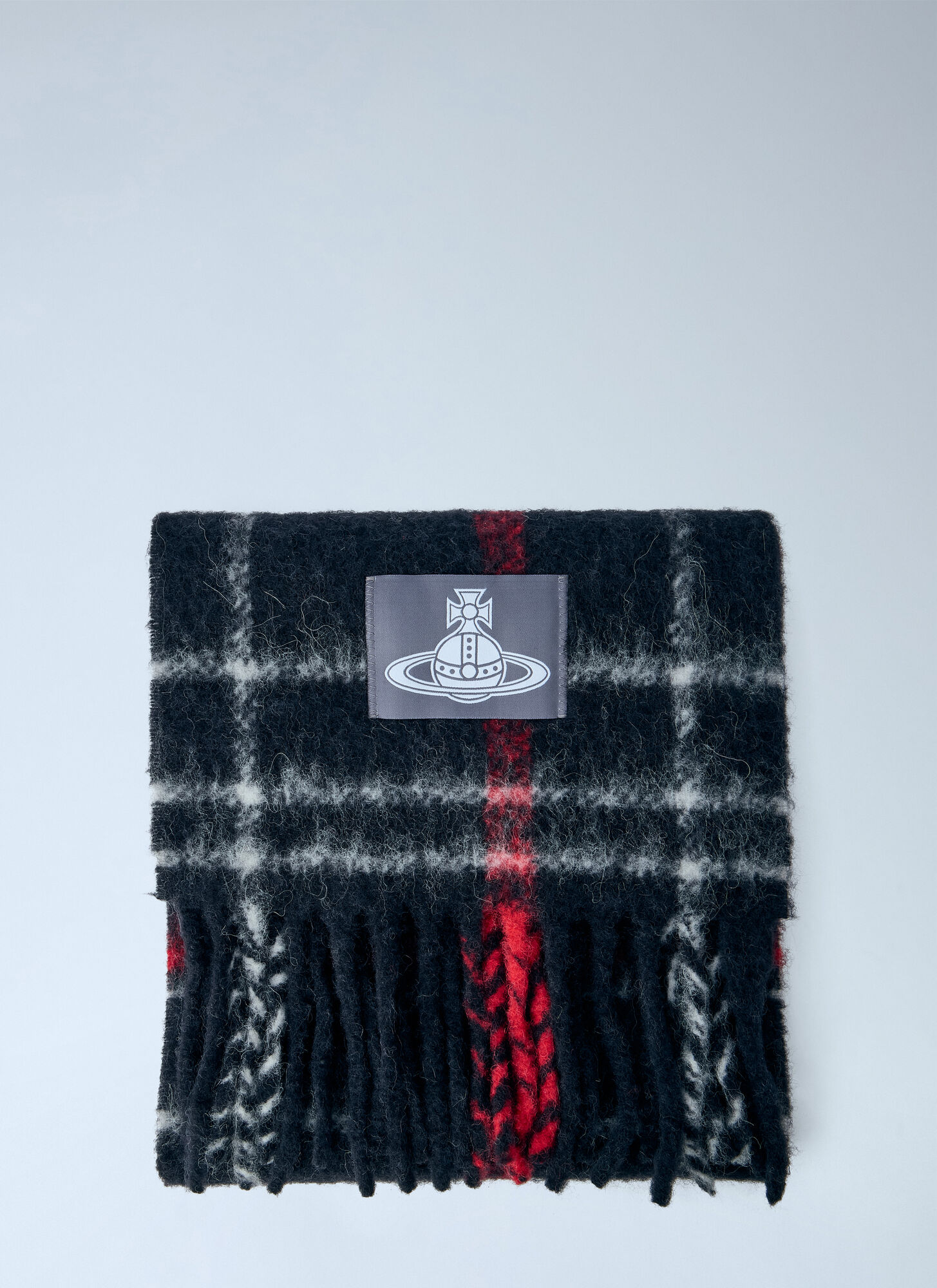 Vivienne Westwood Men's Black Checked Wool Scarf - Man Scarves One Size