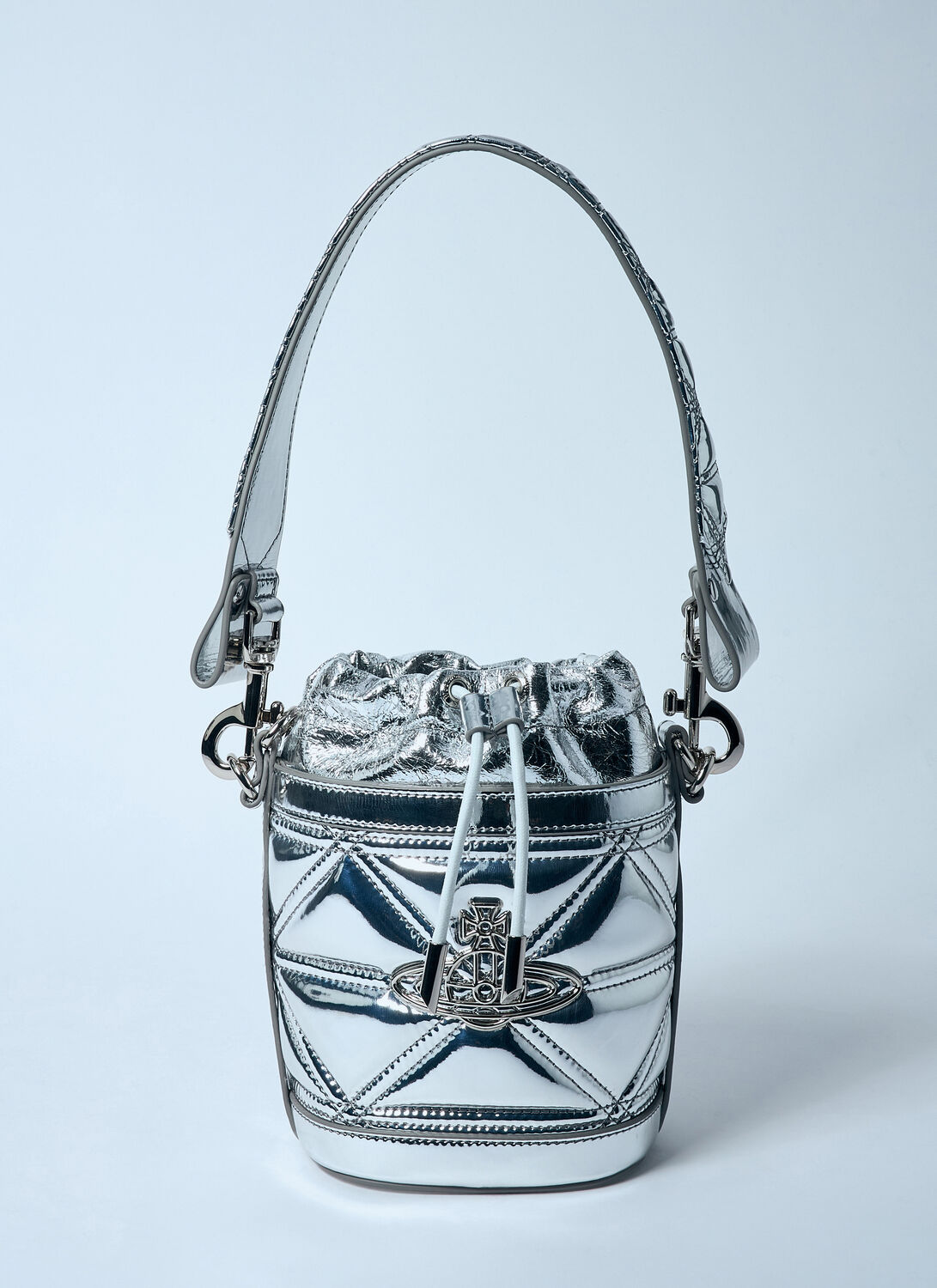 Vivienne Westwood Small Kitty Bucket Bag - Woman Shoulder Bags Silver One Size