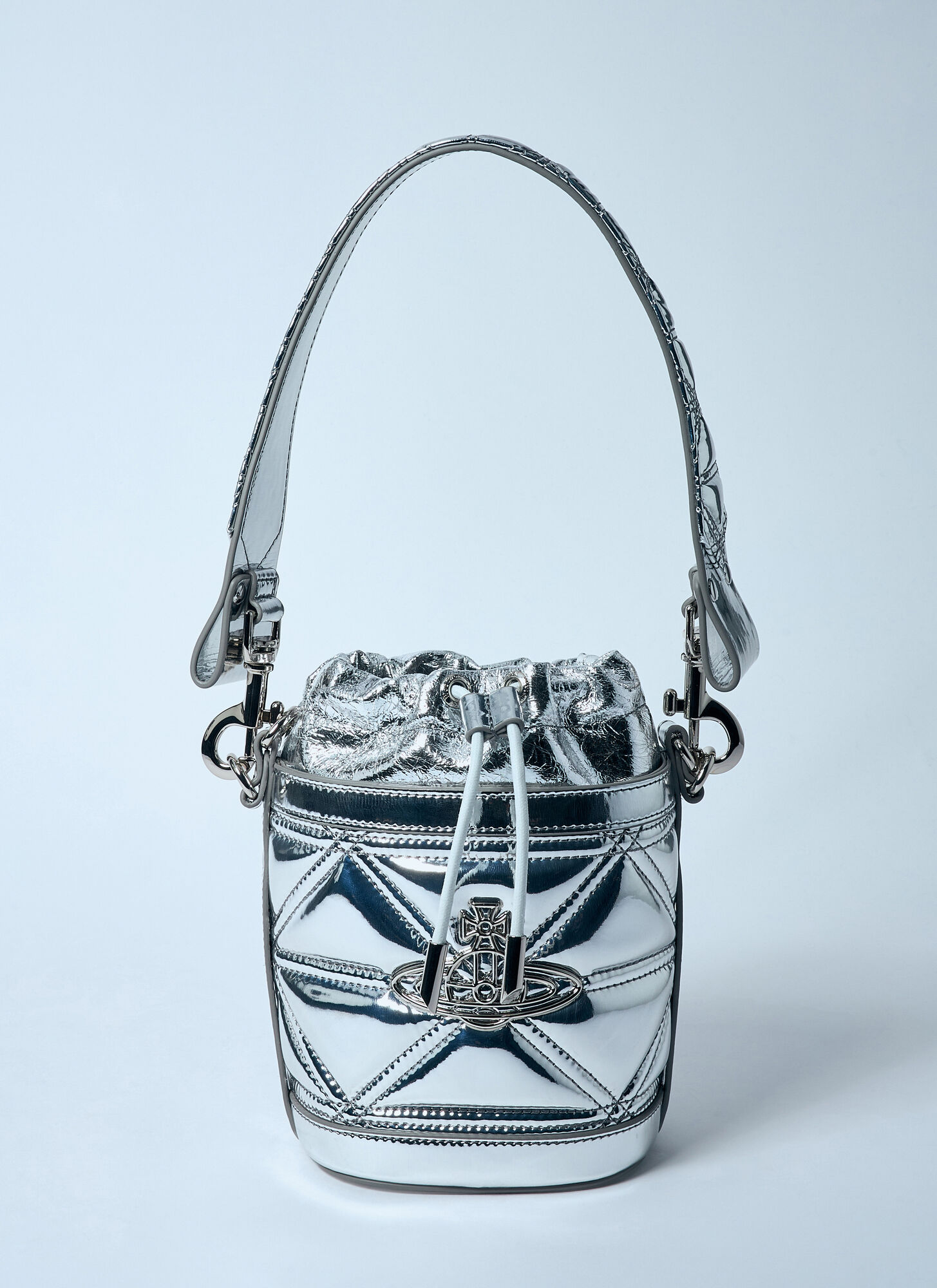 Vivienne Westwood Small Kitty Bucket Bag - Woman Shoulder Bags Silver One Size