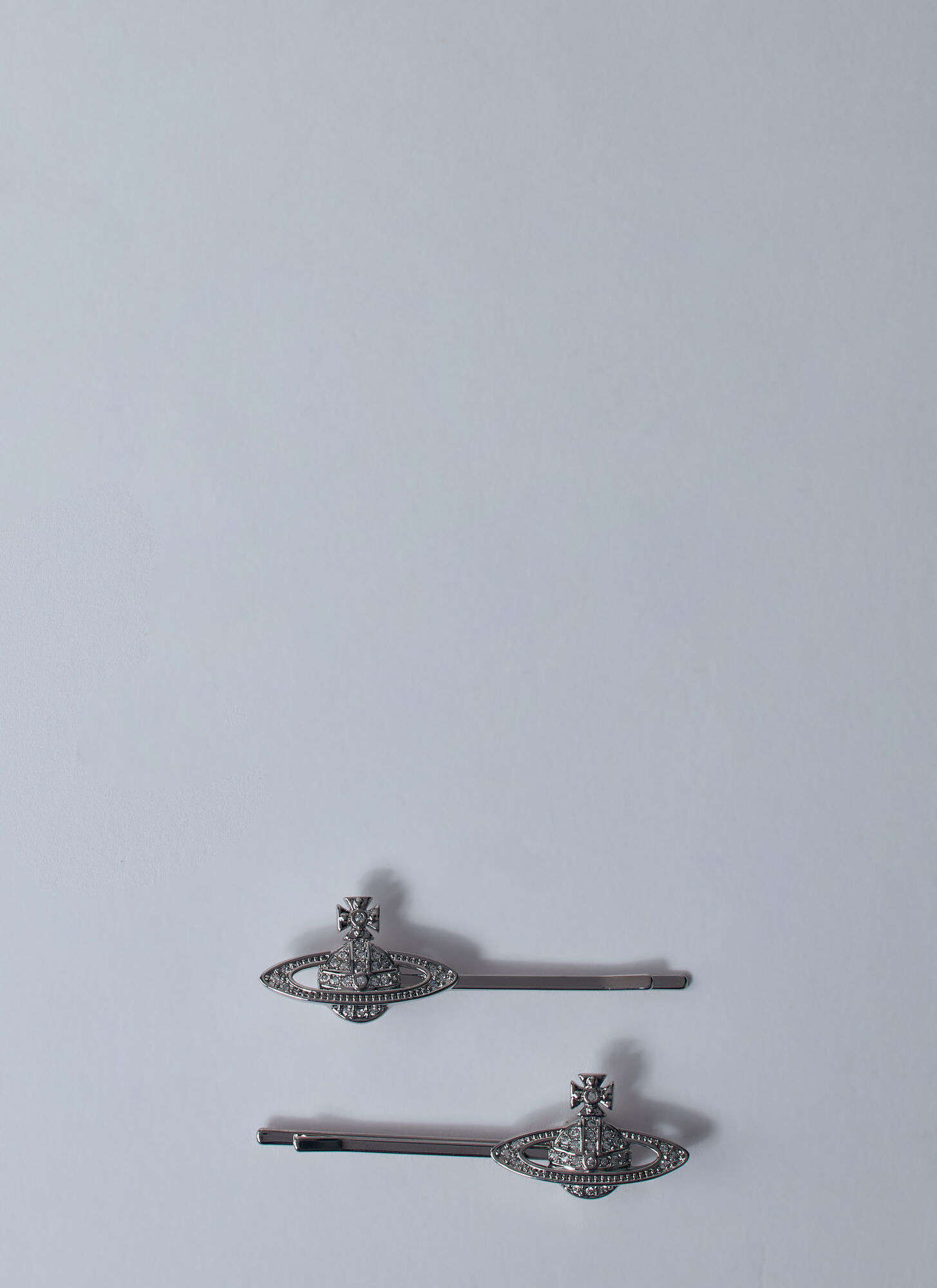 Vivienne Westwood Mini Bas Relief Bobby Pin In Silver