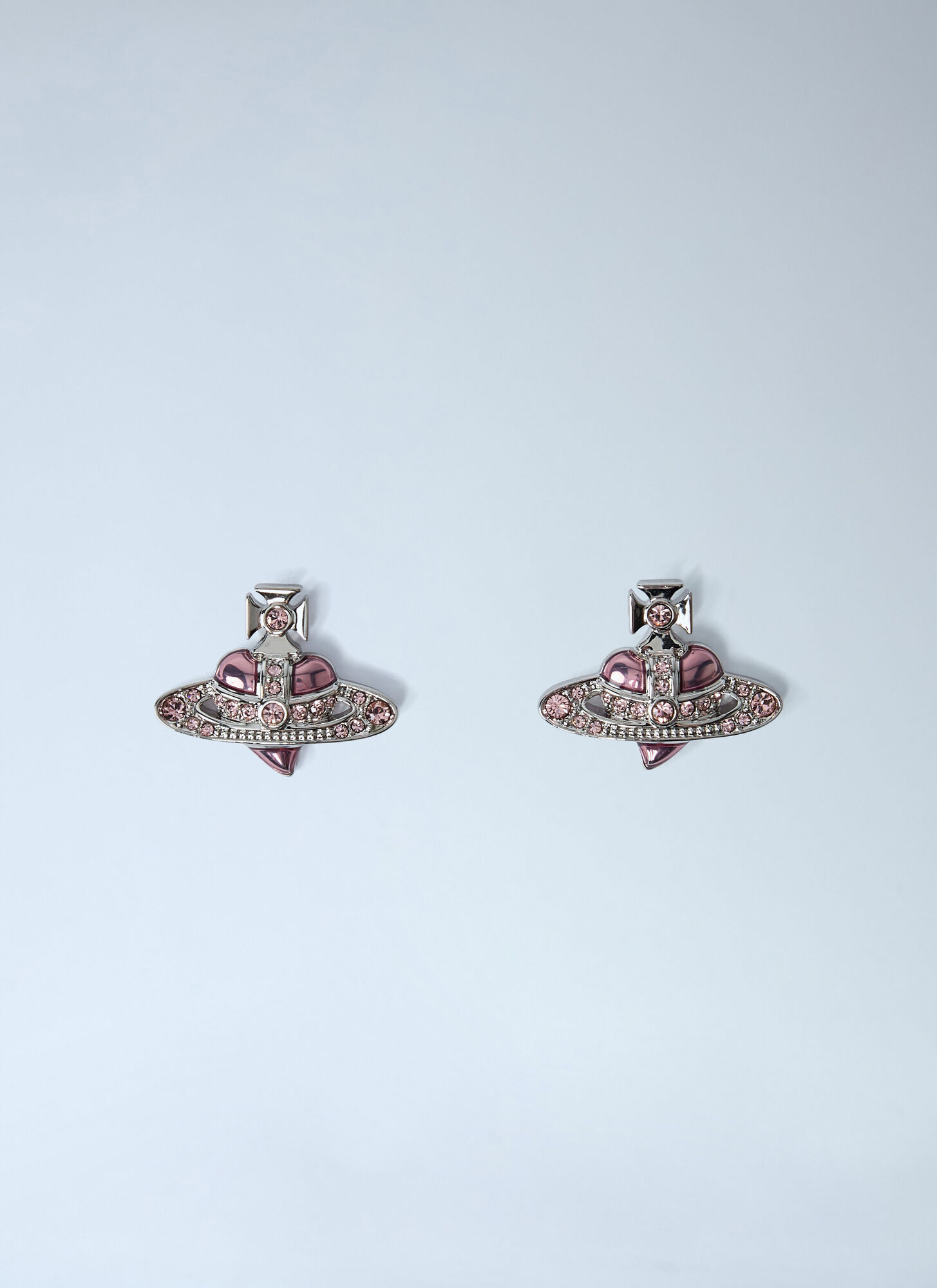Vivienne Westwood Unisex Silver New Diamante Heart Earrings - Jewellery One Size