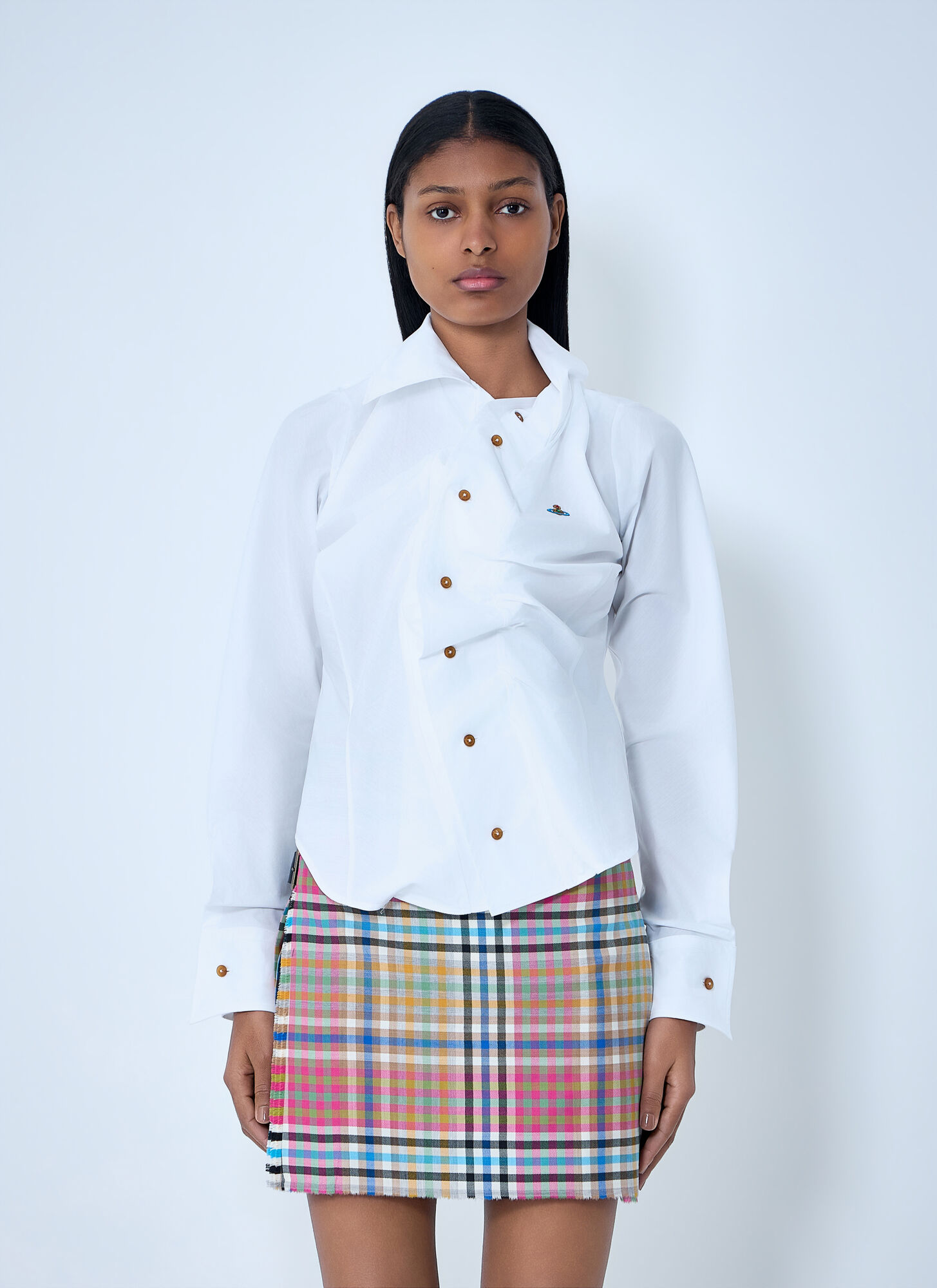 Vivienne Westwood Women's White Asymmetrical Button-Detail Shirt - Woman Shirts It - 38
