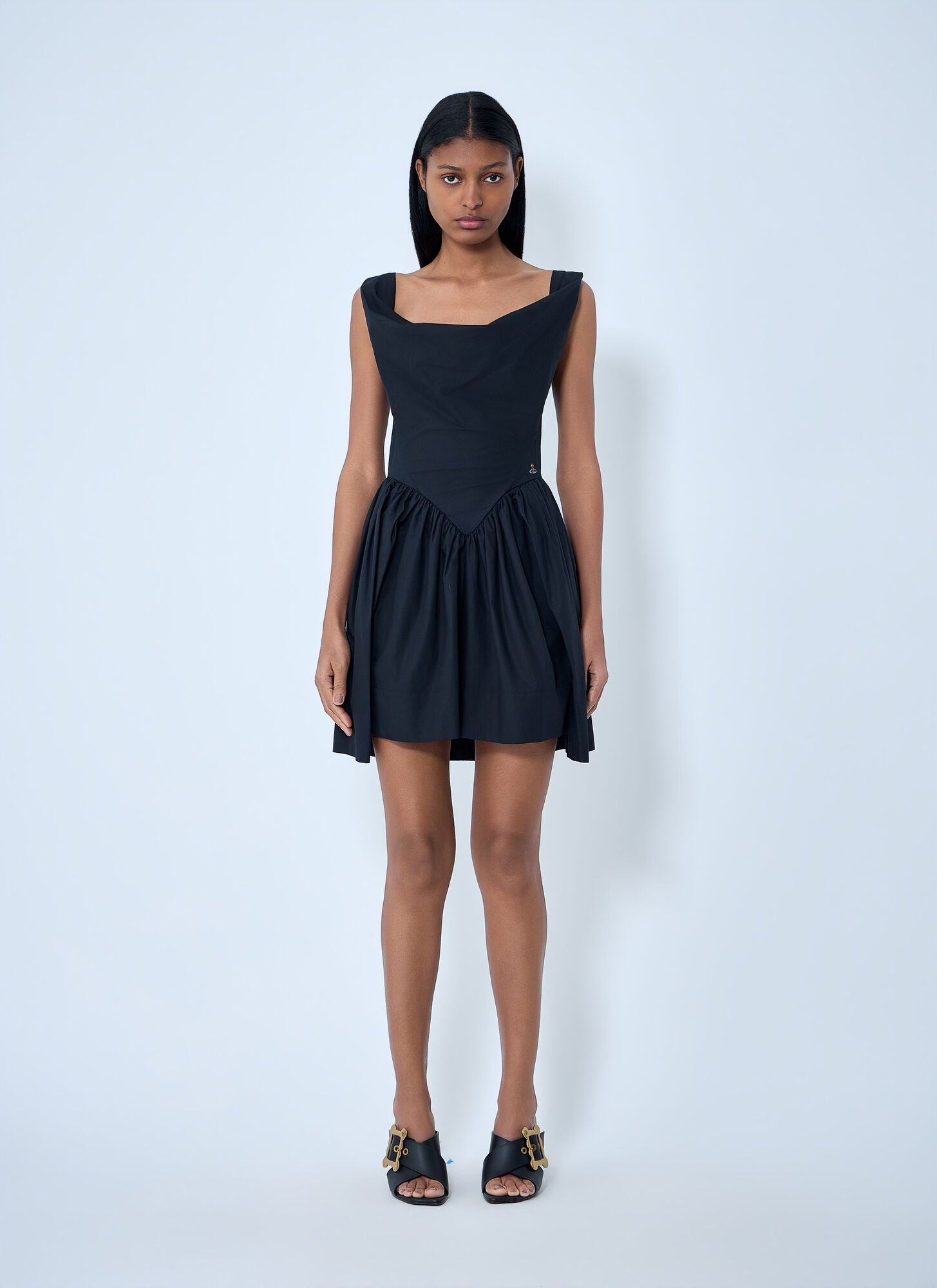 Vivienne Westwood Women's Black Sculpted Neckline Gathered Mini Dress - Woman Dresses It - 42