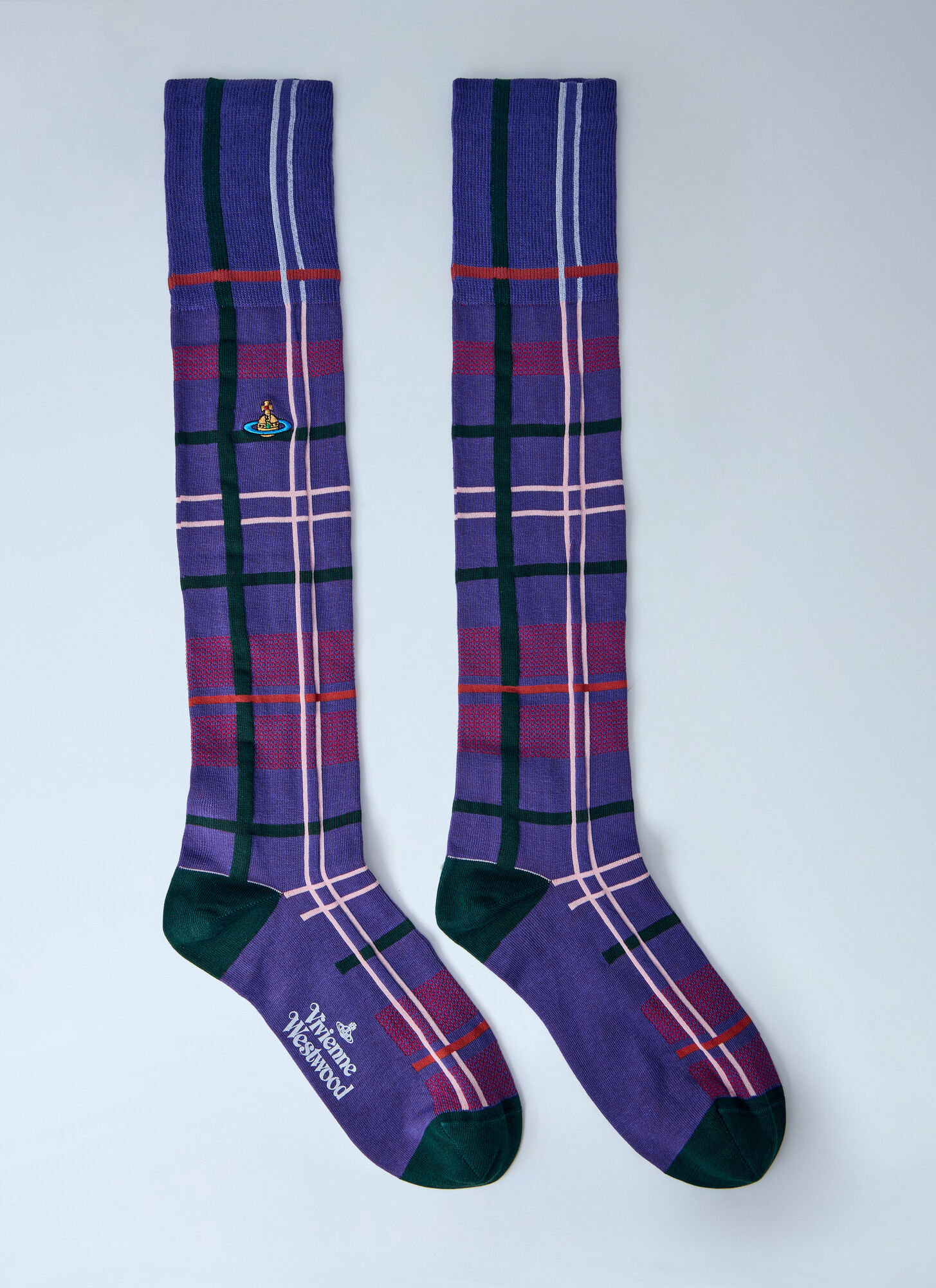 Vivienne Westwood Women's Purple Tartan High Socks - Woman Socks Uk 06 - 08