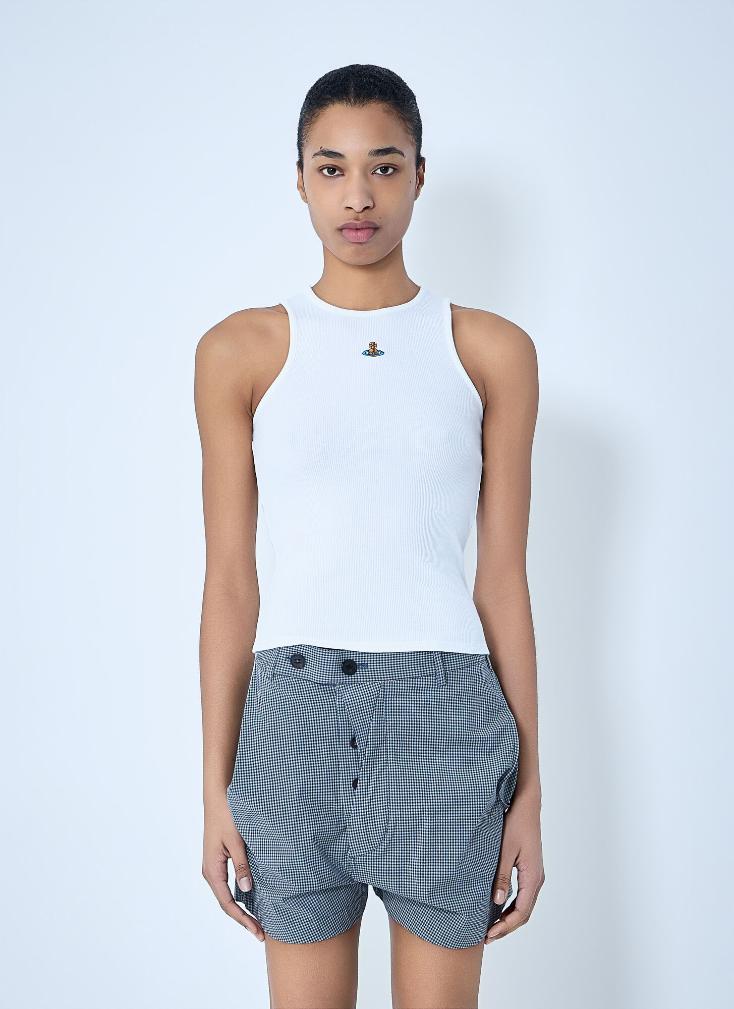Vivienne Westwood Women's White 90S Ribbed Tank Top - Woman Tops Xs