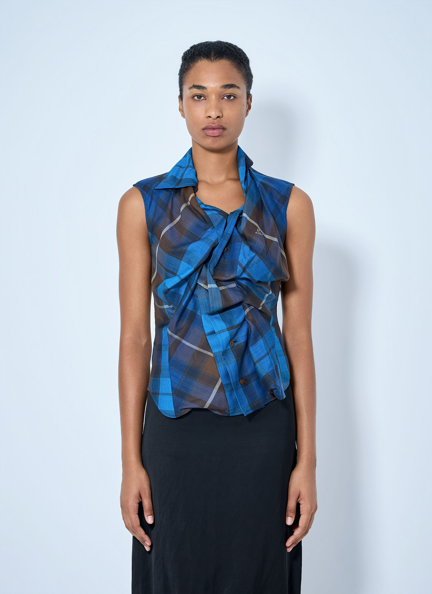Vivienne Westwood Short Sleeve Drunken Shirt - Woman Shirts Blue It - 38