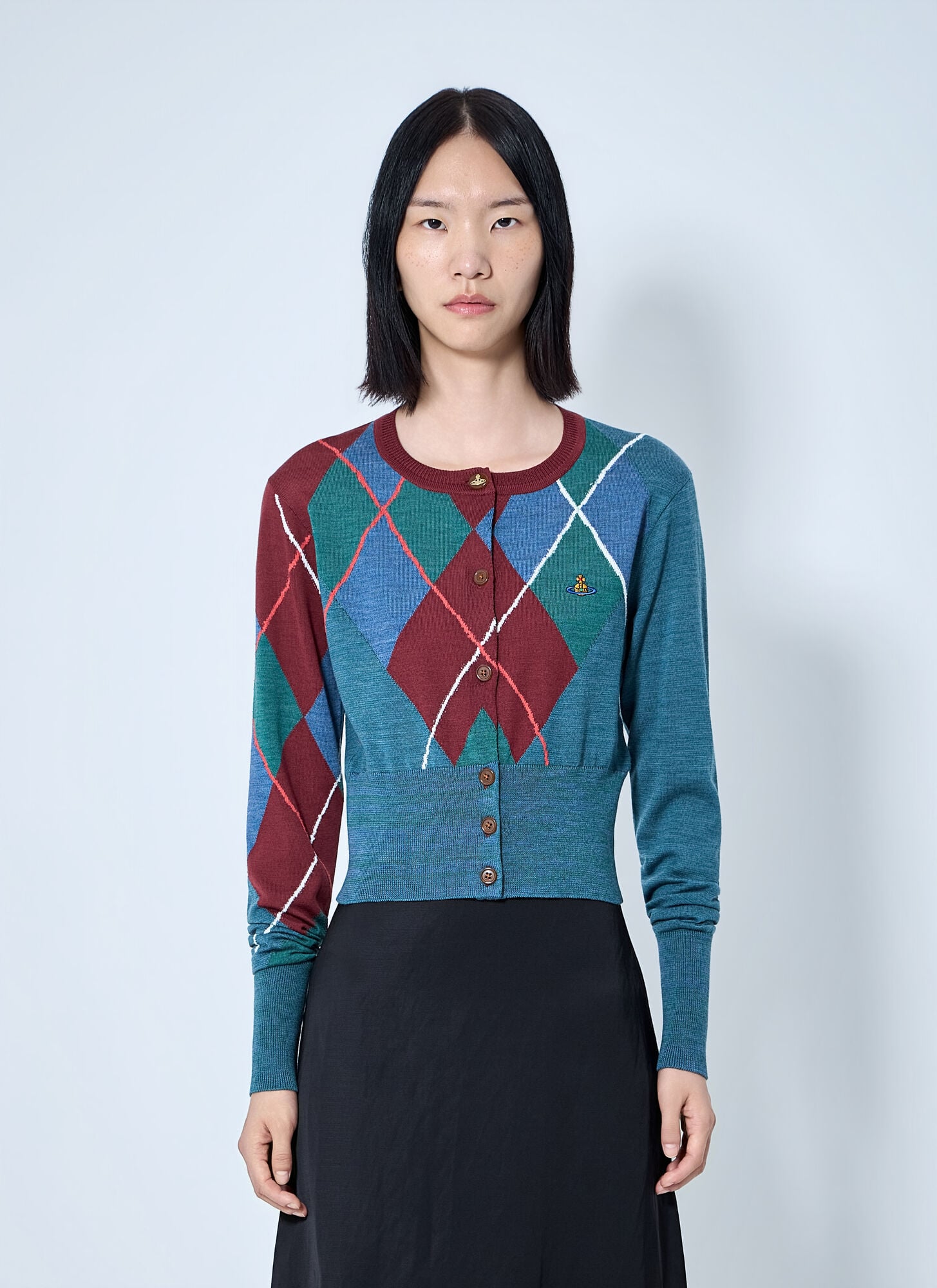 Vivienne Westwood Argyle Cropped Cardigan In Green
