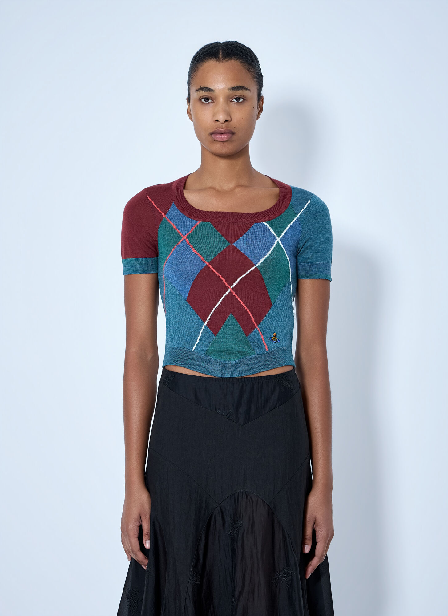 Vivienne Westwood Women's Green Argyle Bodice Tee - Woman T-Shirts M