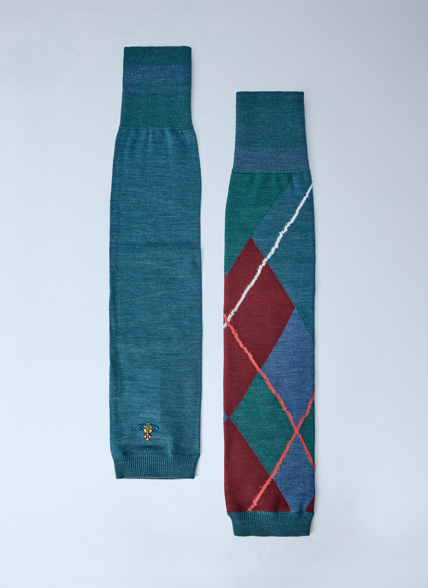 Vivienne Westwood Women's Green Argyle Arm Warmers - Woman Gloves One Size