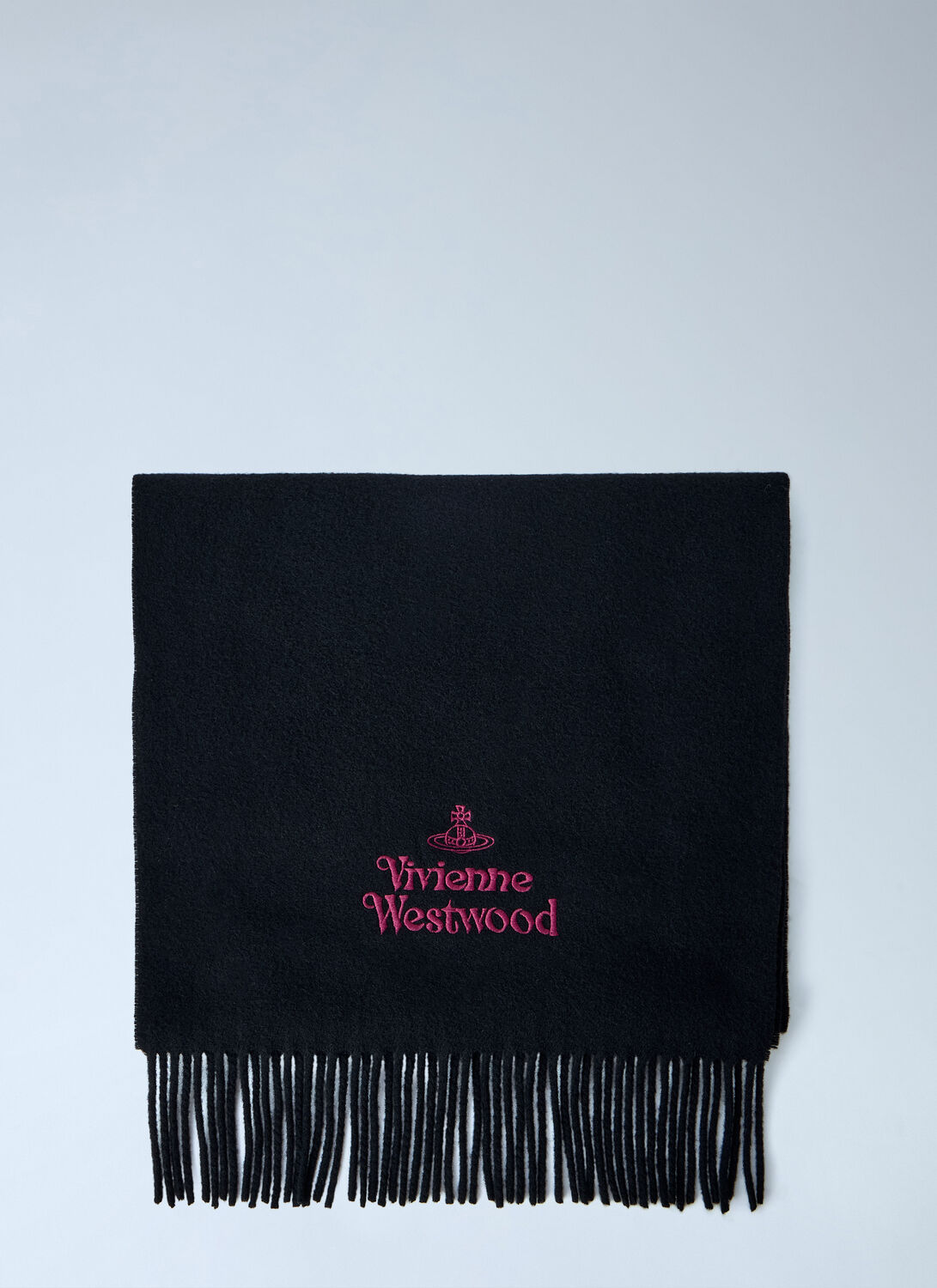 Vivienne Westwood Embroidered Fringe Scarf -  Scarves Black One Size