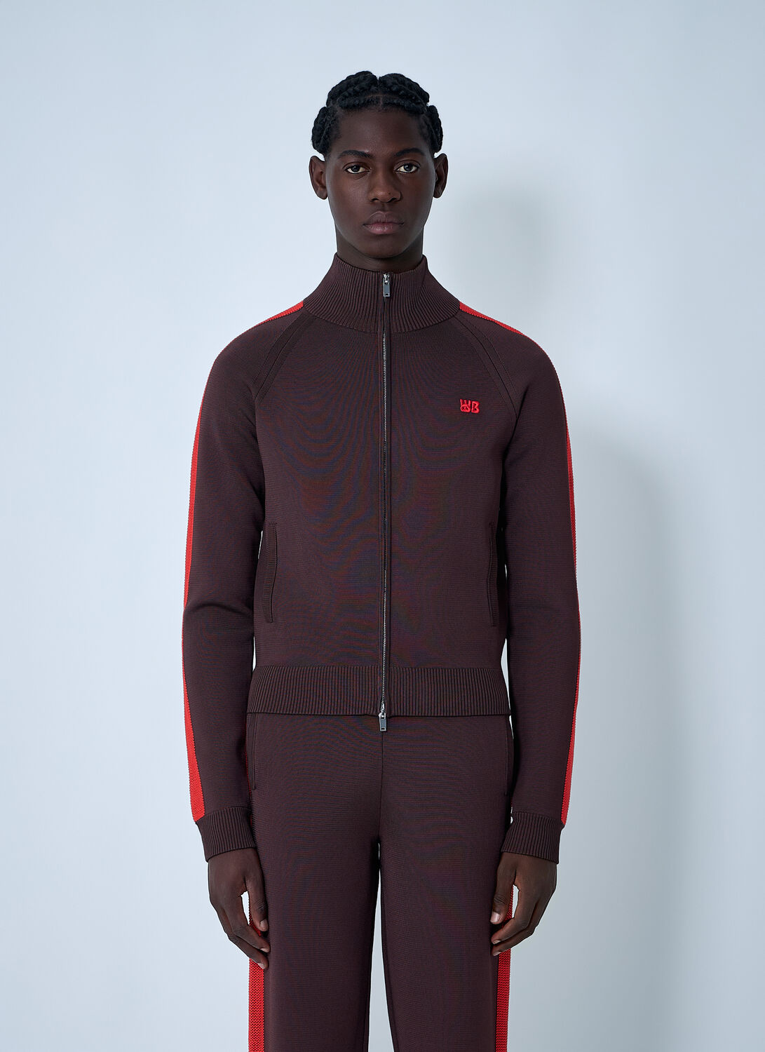 Wales Bonner Tide Track Zip-up Sweatshirt In Brown
