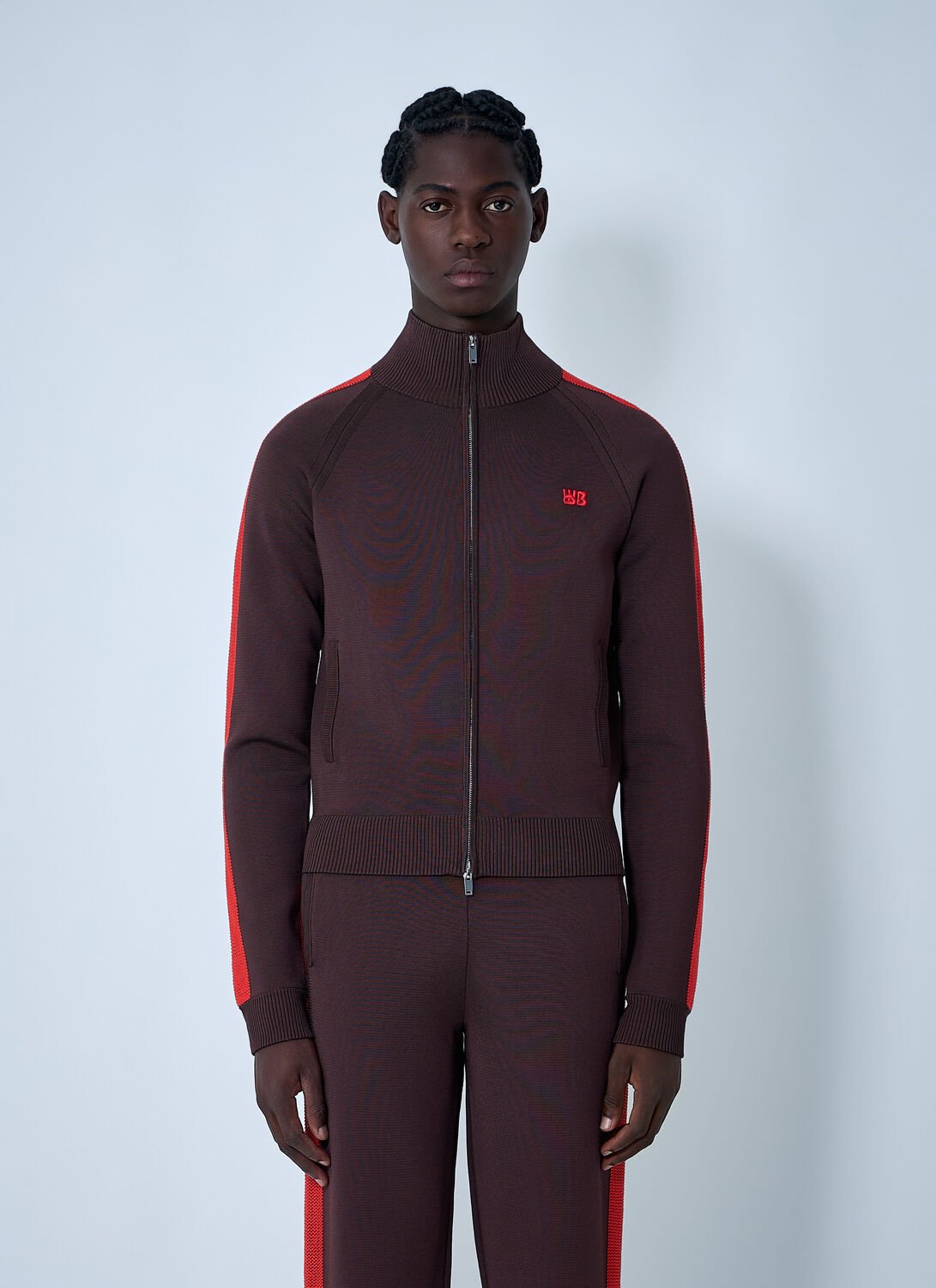 Wales Bonner Tide Track Zip-up Sweatshirt In Brown