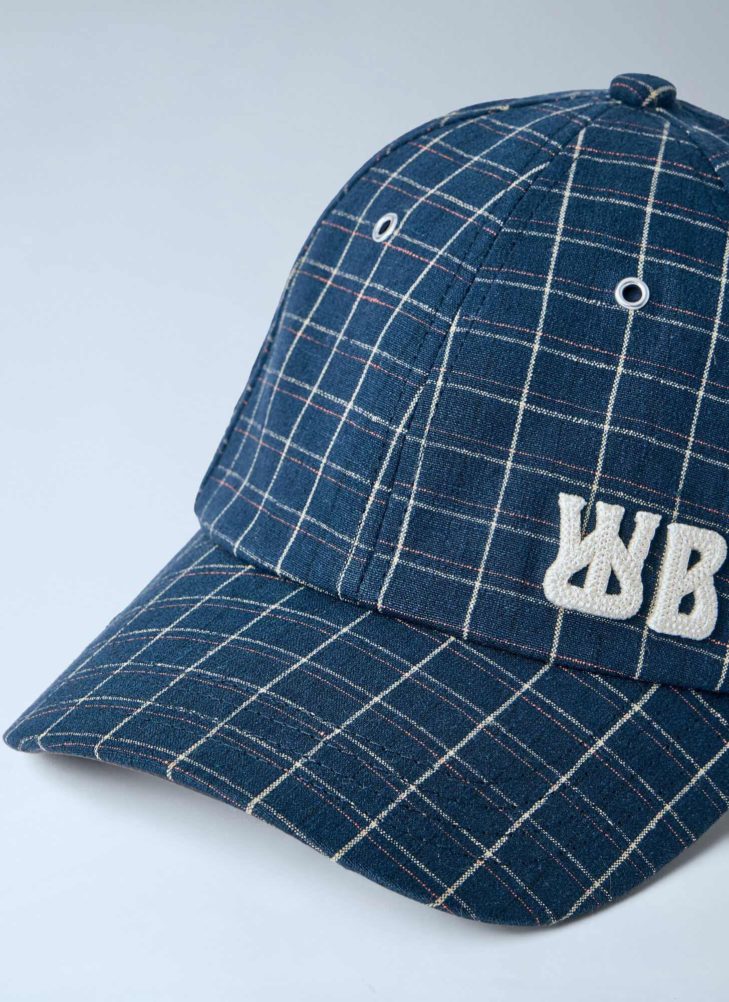  Wales Bonner Wales Bonner Linen Check Cap - Mann Hats Navy One Size 