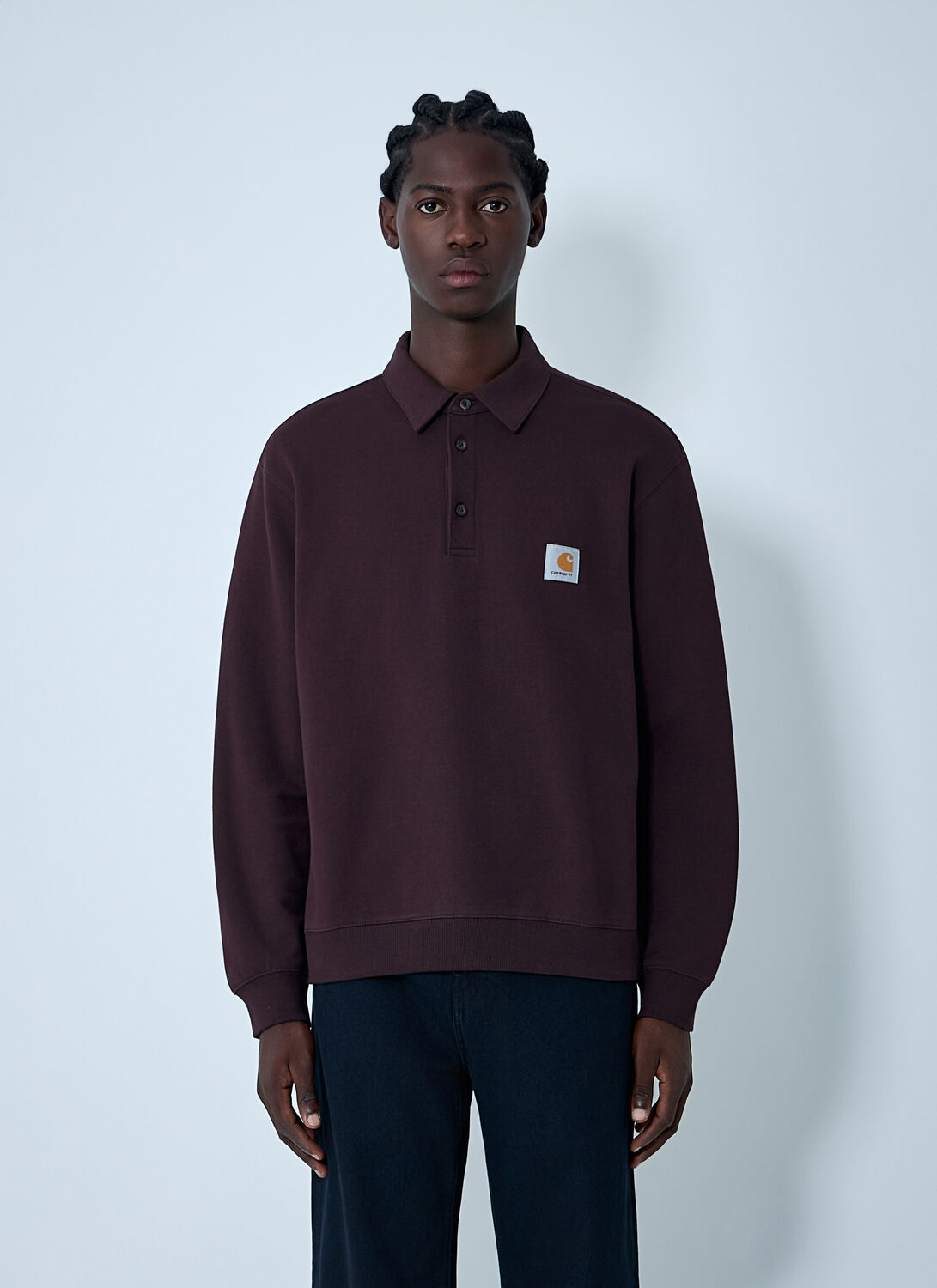 Carhartt Logo Motif Polo Sweatshirt In Burgundy