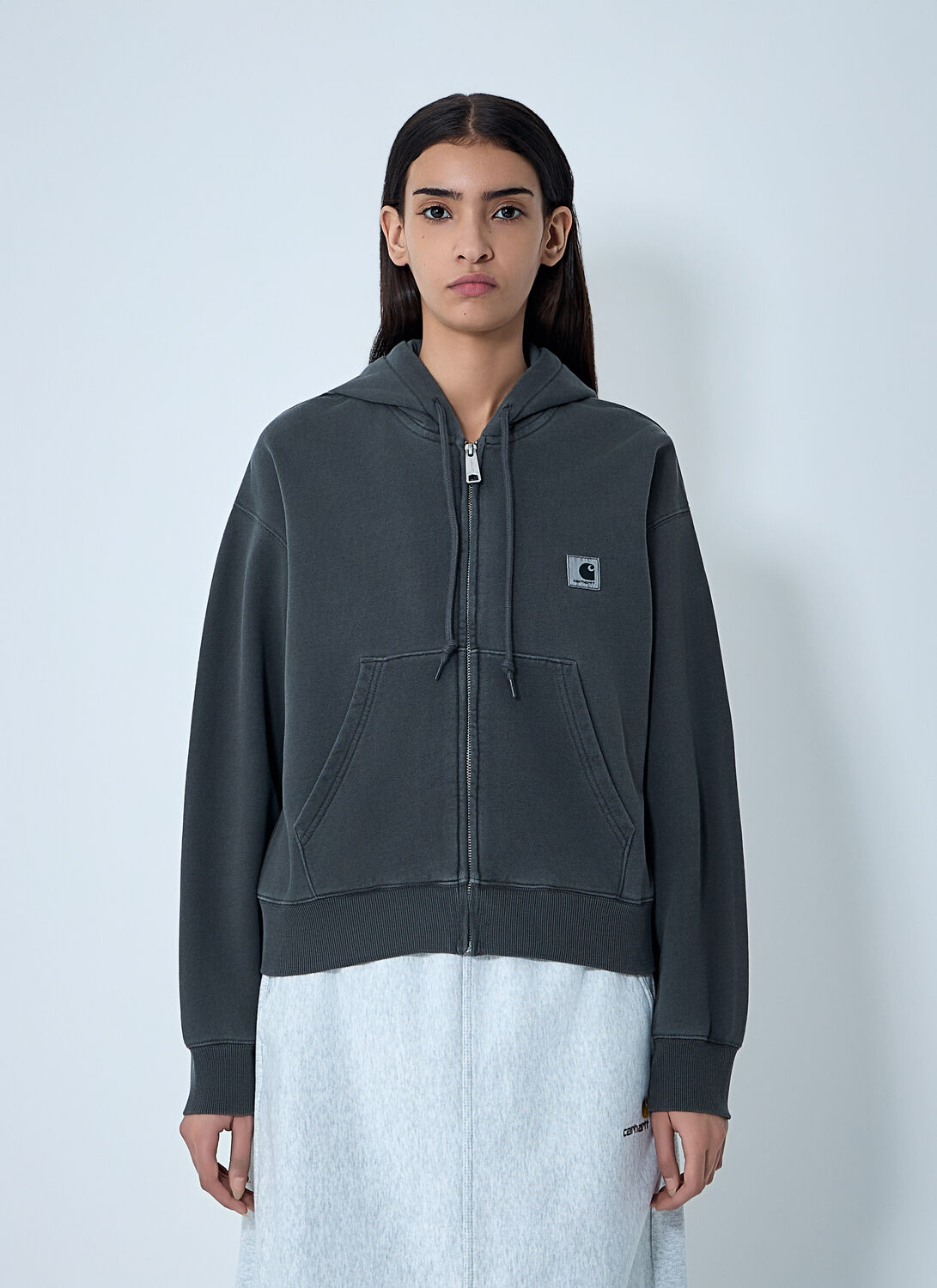 Carhartt Hooded Logo Motif Sweatshirt In Gold