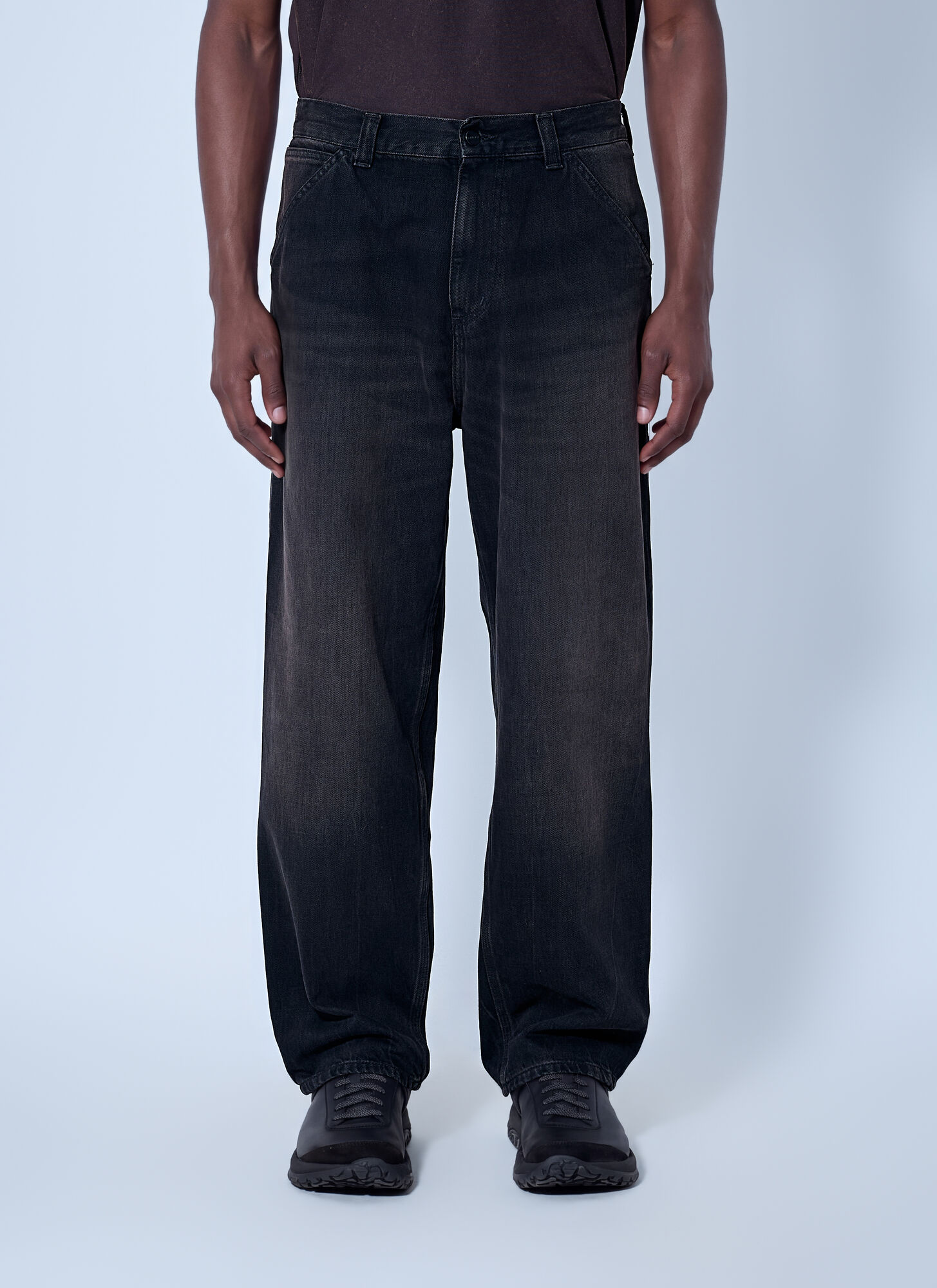 Carhartt Wip Uomo Nero - Og Single Knee - Jeans Dritti Ampi Lavaggio Sporco - Immagine 5