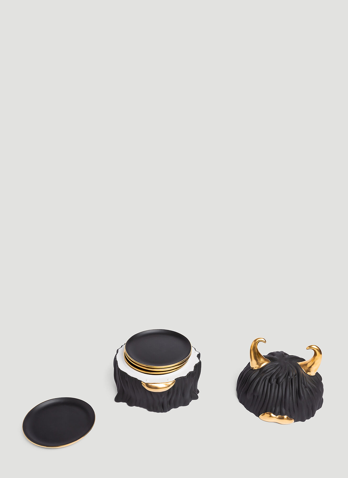  L'objet L'objet Lynda Box With Set Of Four Plates -  Kitchen  Black One Size 