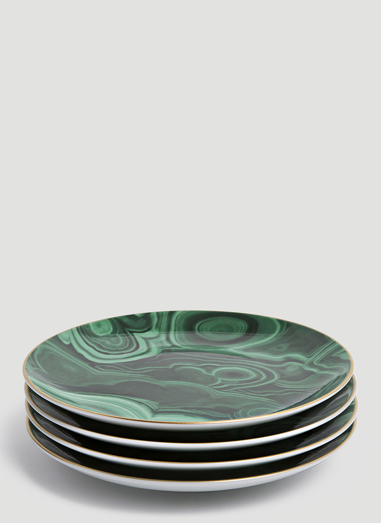 L'objet Unisex Green Malachite Canapé Plate Set - Kitchen One Size