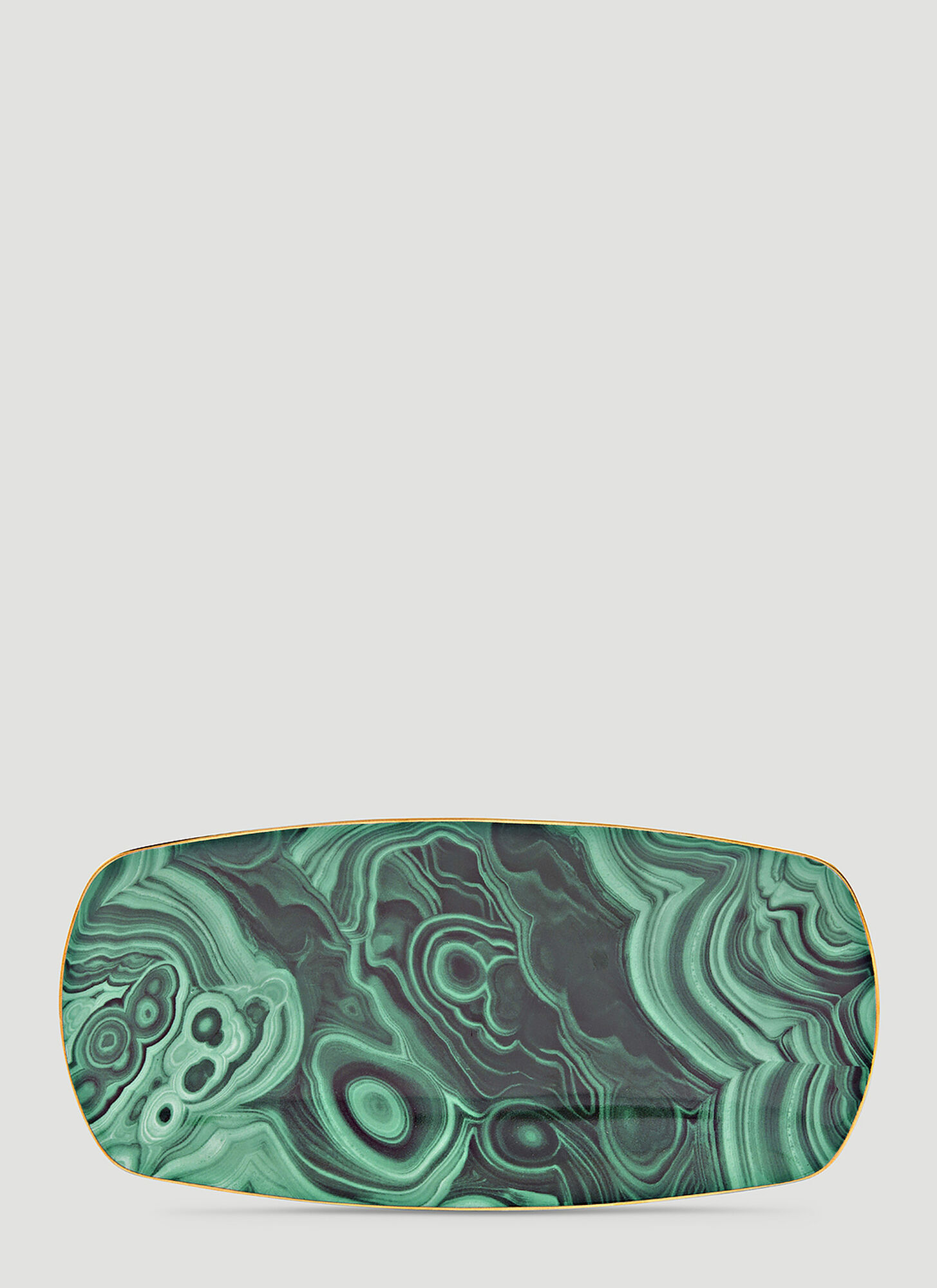 L'objet Unisex Green Malachite Small Rectangular Tray - Kitchen One Size