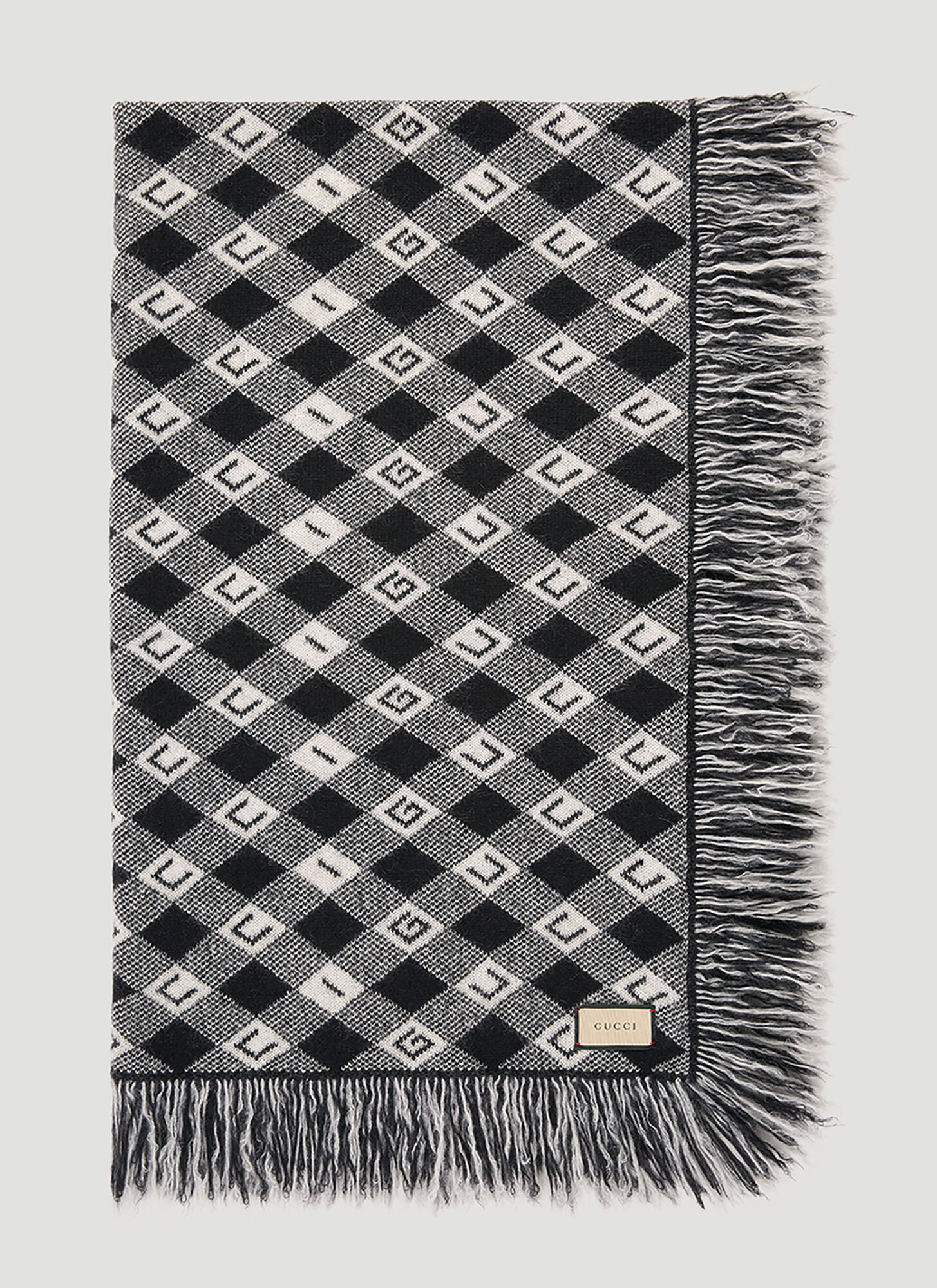 Gucci Unisex Black Gg Check Blanket - Textiles One Size