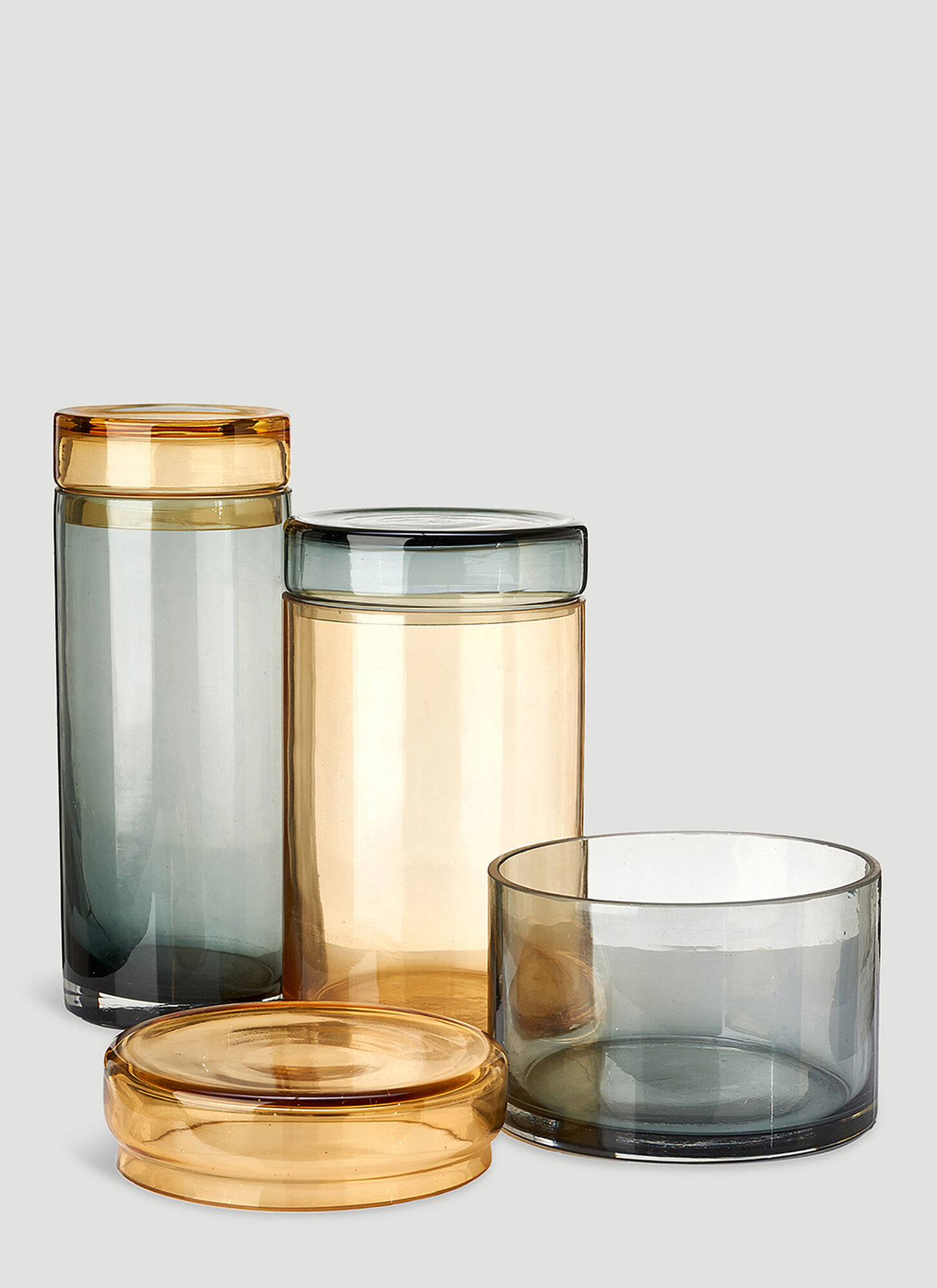  Polspotten Polspotten Set Of Three Caps & Jars Multi Mix -  Glassware Transparent One Size 