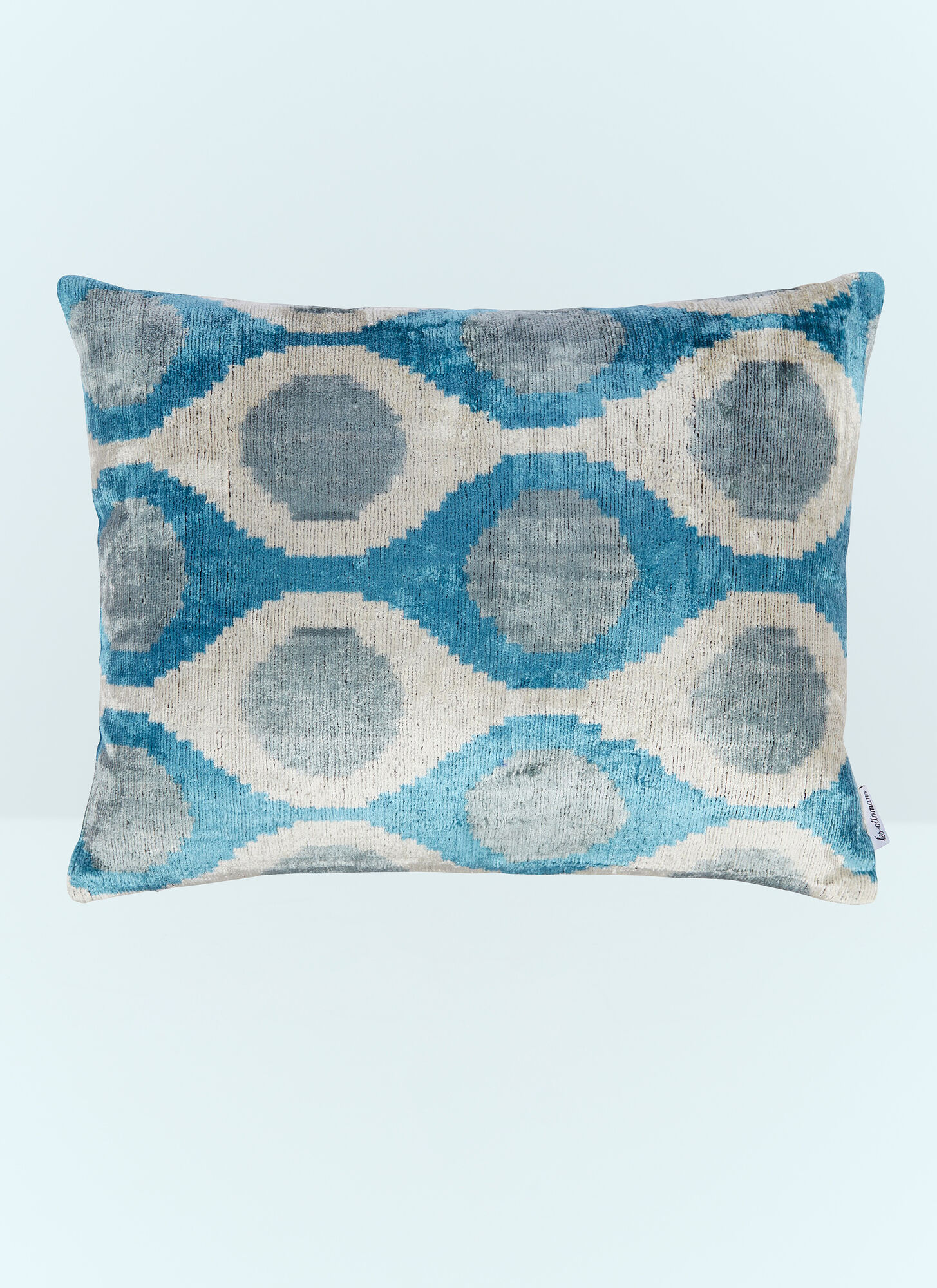 Les Ottomans Unisex Blu Velvet Cushion - Textiles E One Size