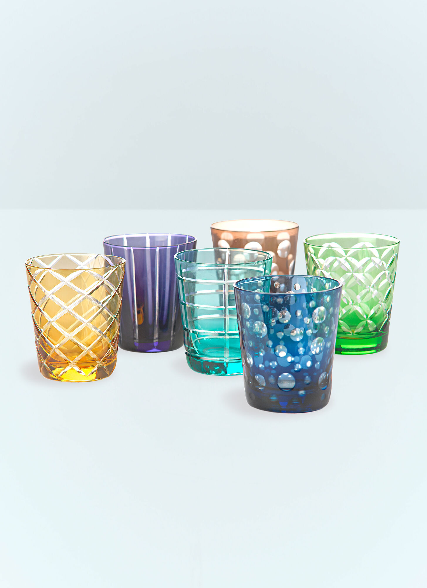 Polspotten Multicolour Cuttings Set Of Six Tumblers - Glassware One Size