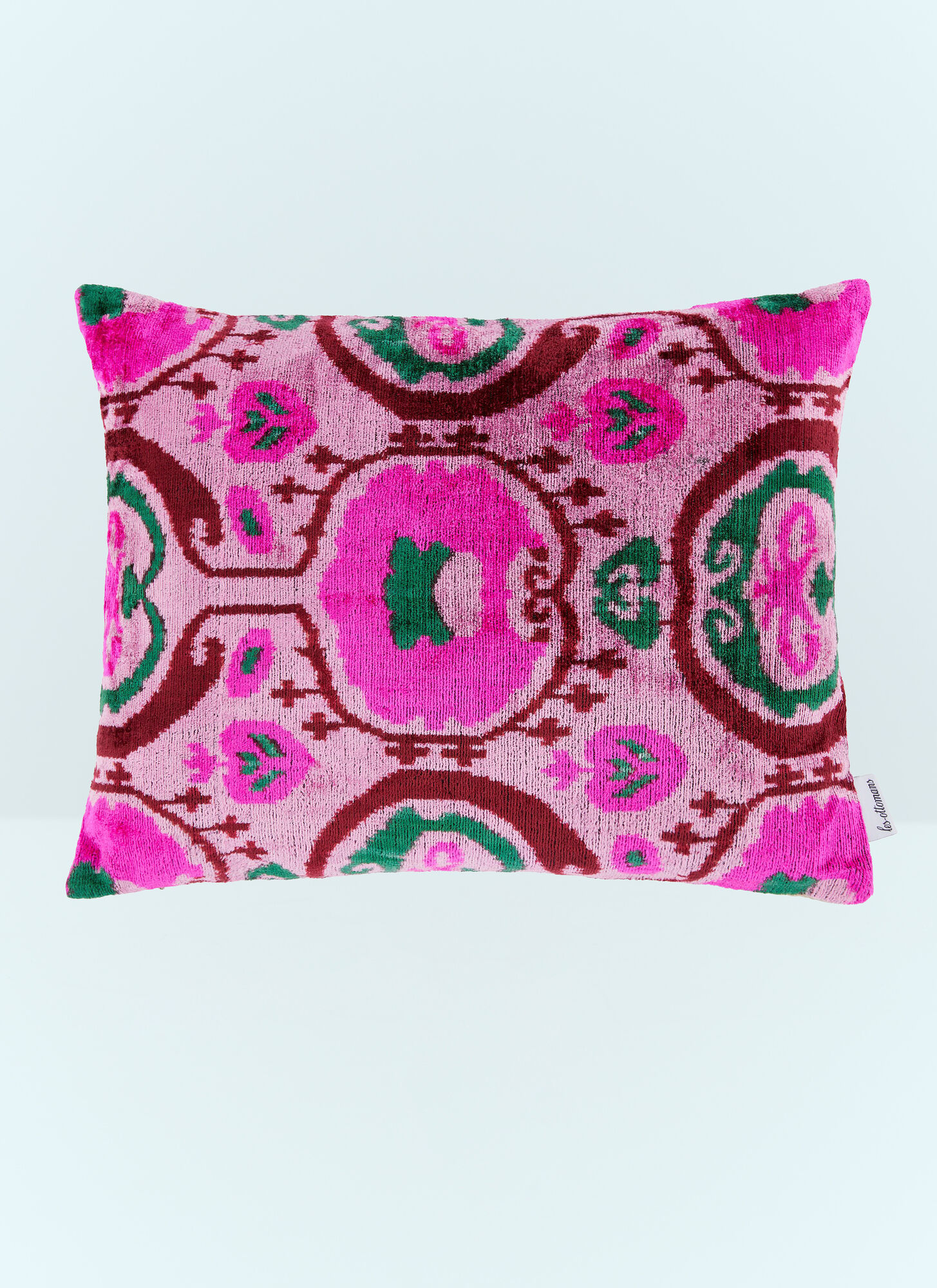 Les Ottomans Unisex Pink Velvet Cushion - Textiles One Size