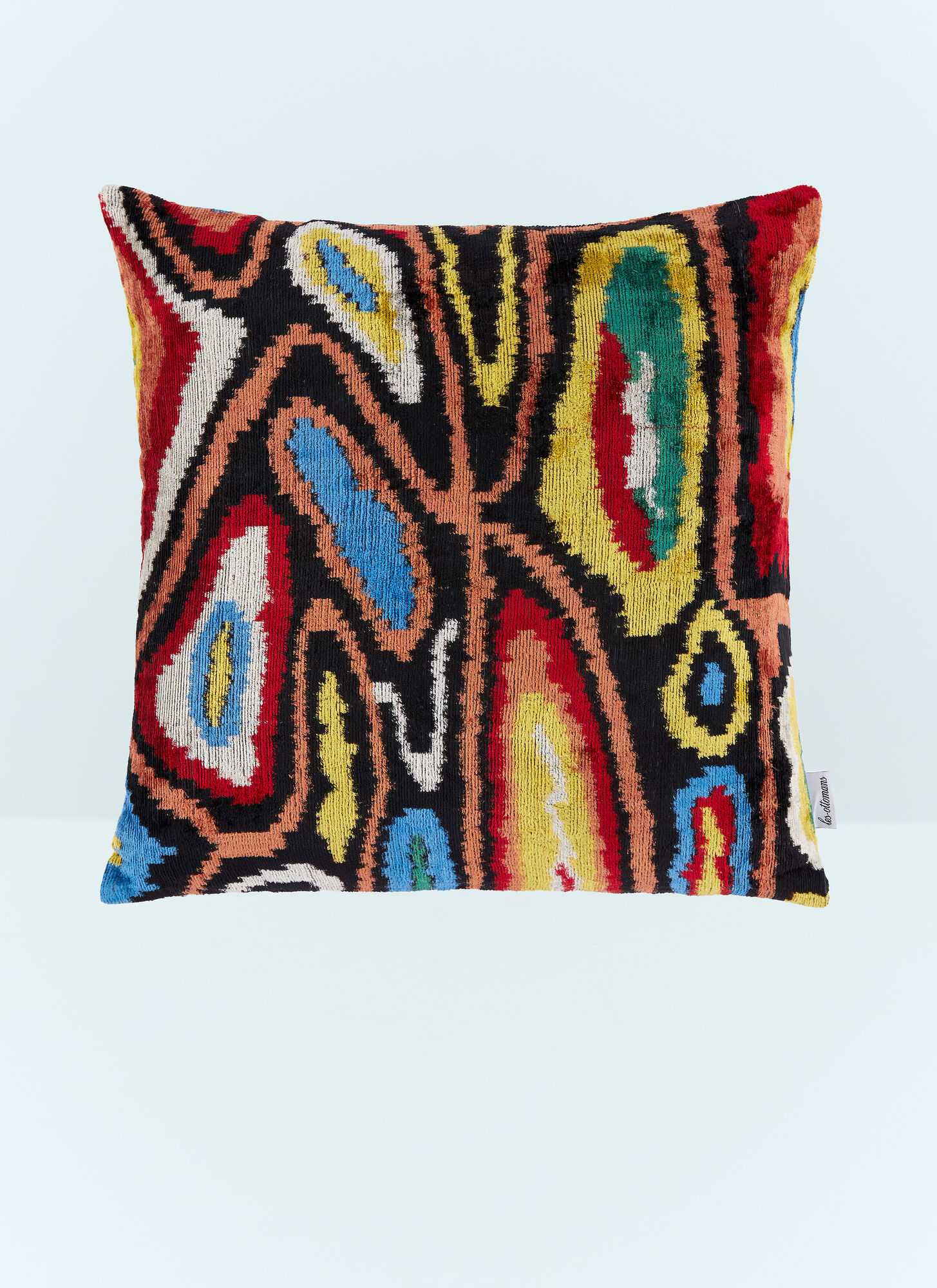Les Ottomans Unisex Multicolour Velvet Cushion - Textiles One Size