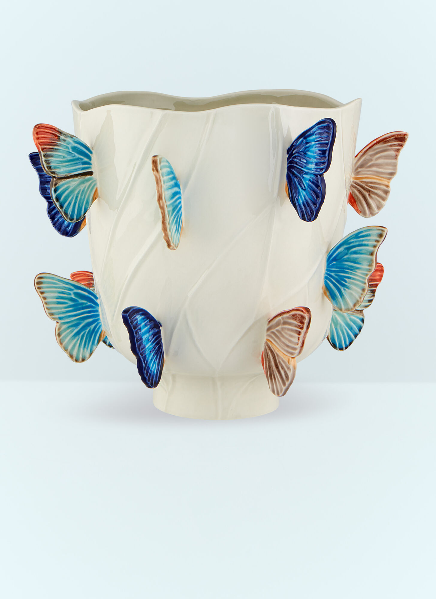Bordallo Pinheiro Unisex Cream Cloudy Butterflies Large Vase - Vases One Size