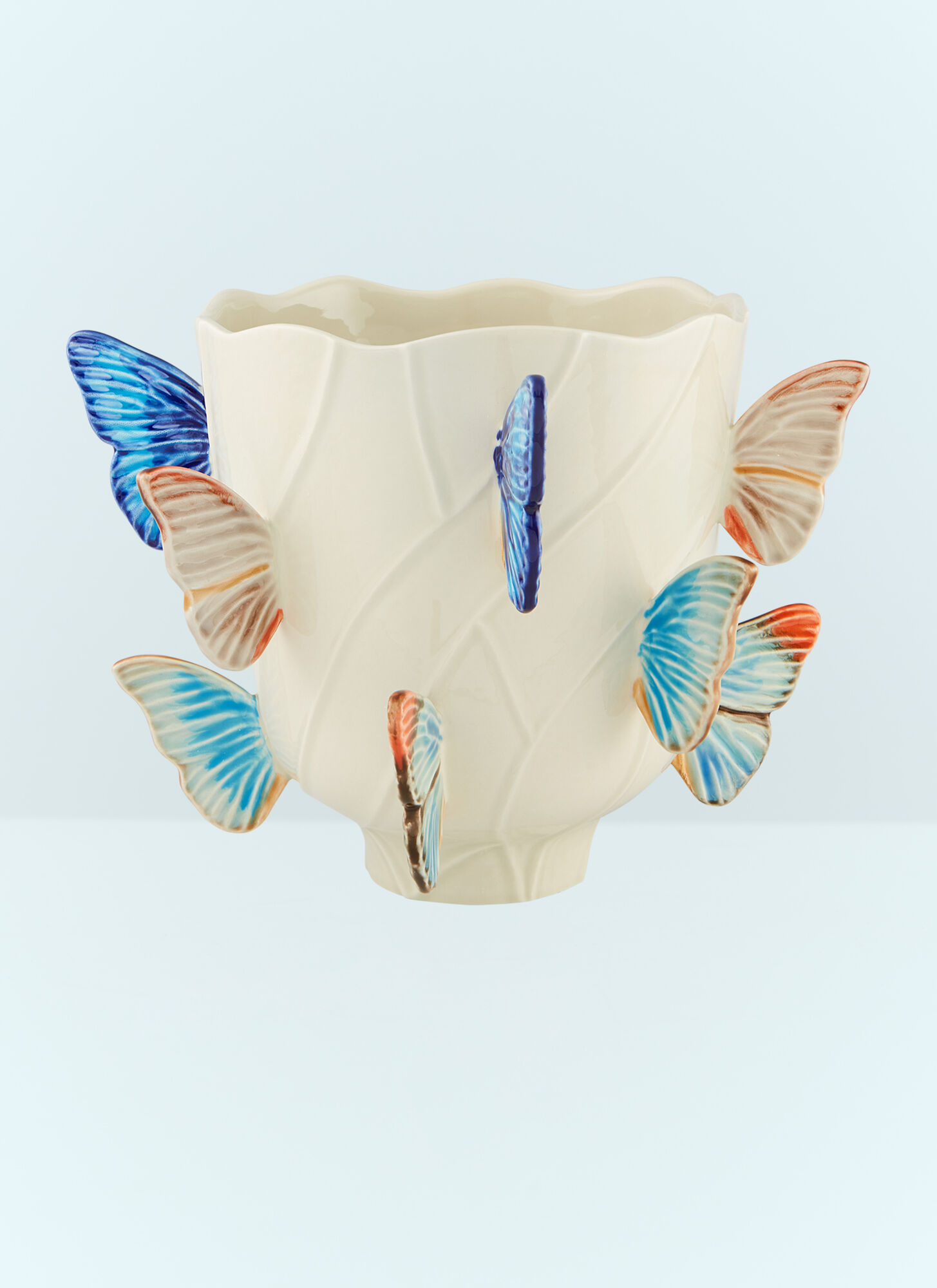Bordallo Pinheiro Unisex Cream Cloudy Butterflies Small Vase - Vases One Size
