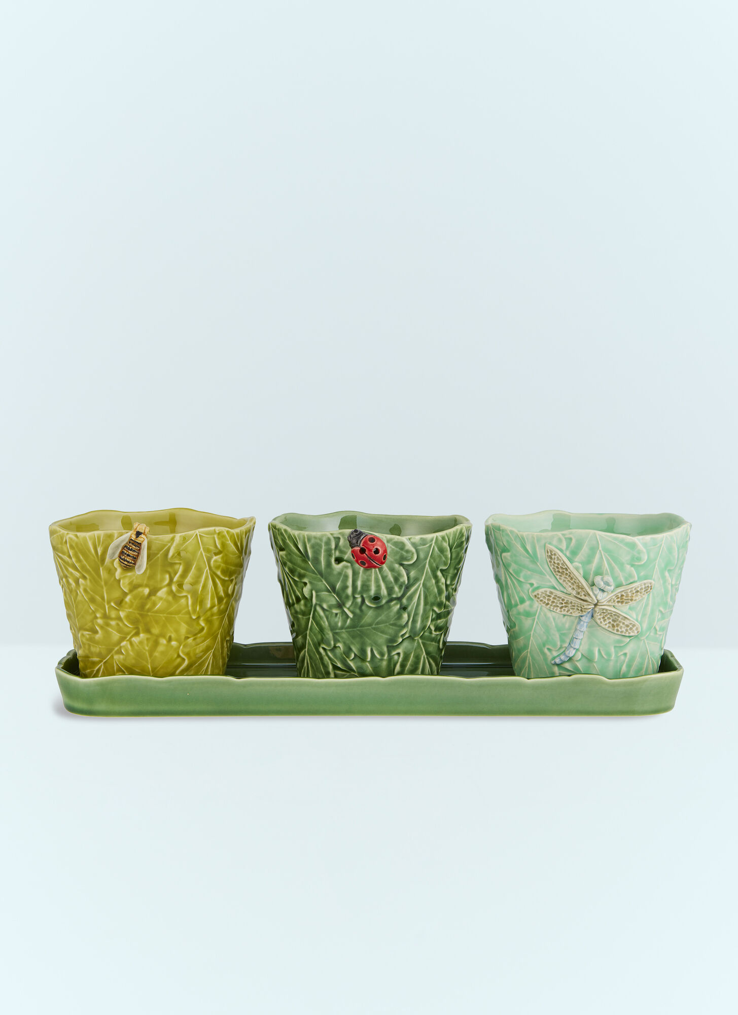 Bordallo Pinheiro Unisex Green Jardim De Insetos Set Of Vases - Vases One Size