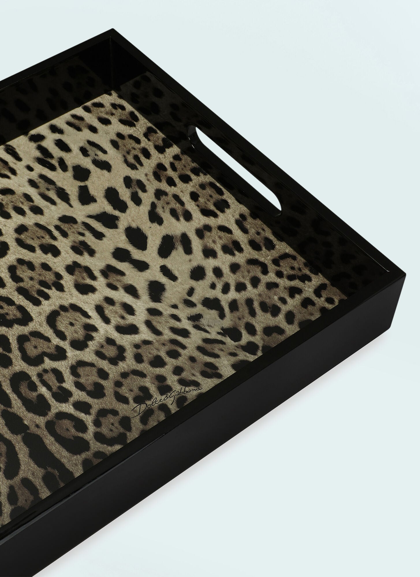  Dolce & Gabbana Casa Dolce & Gabbana Casa Leopard Wooden Tray -  Kitchen Black One Size 