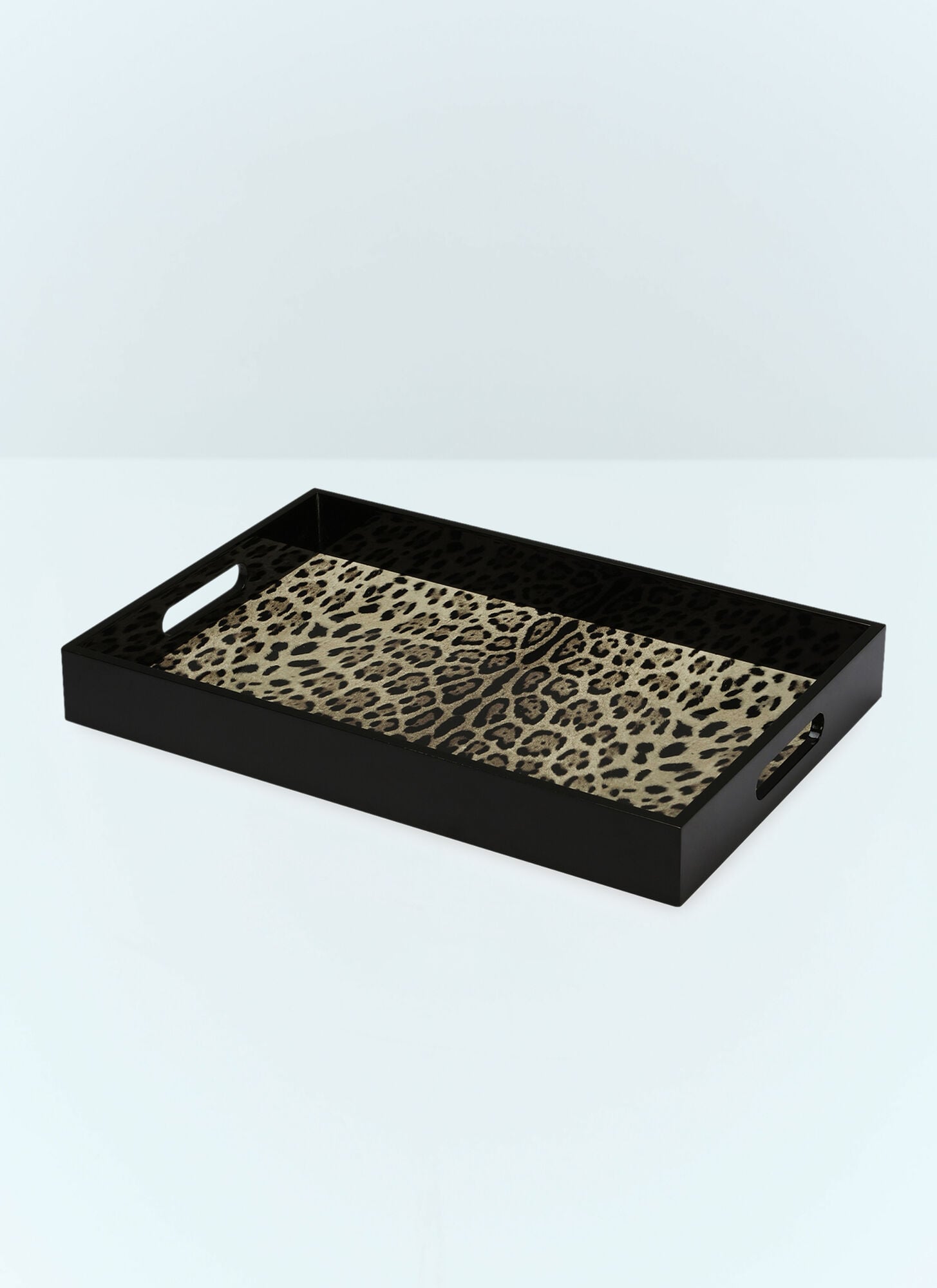  Dolce & Gabbana Casa Dolce & Gabbana Casa Leopard Wooden Tray -  Kitchen Black One Size 