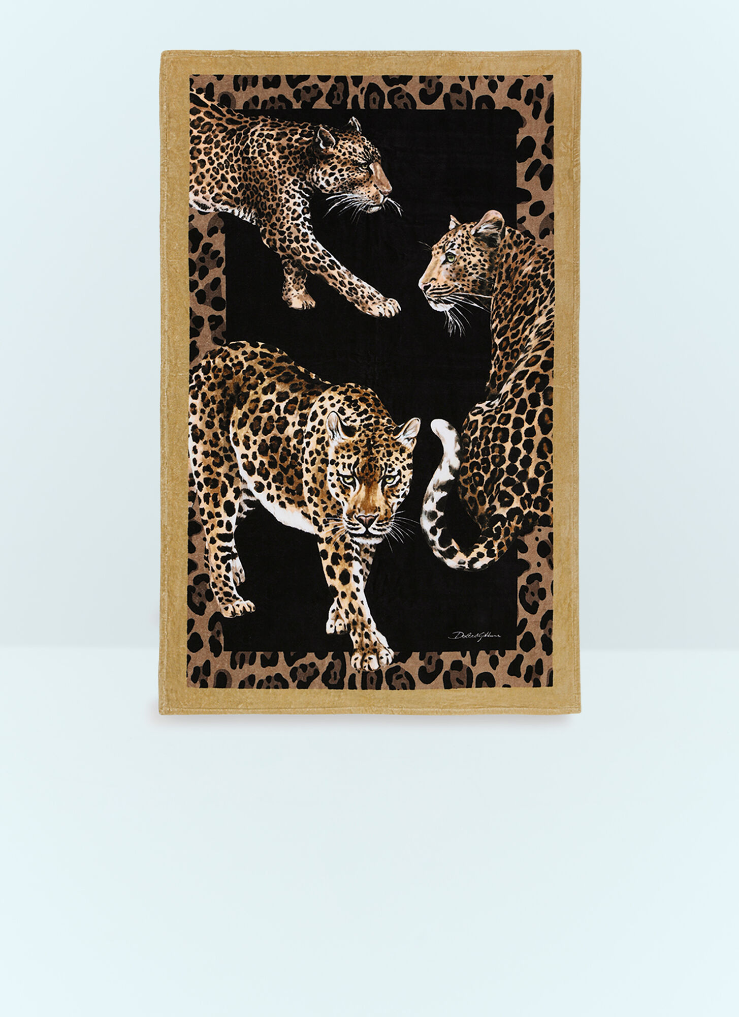Dolce & Gabbana Casa Unisex Black Leopardo Beach Towel - Textiles One Size