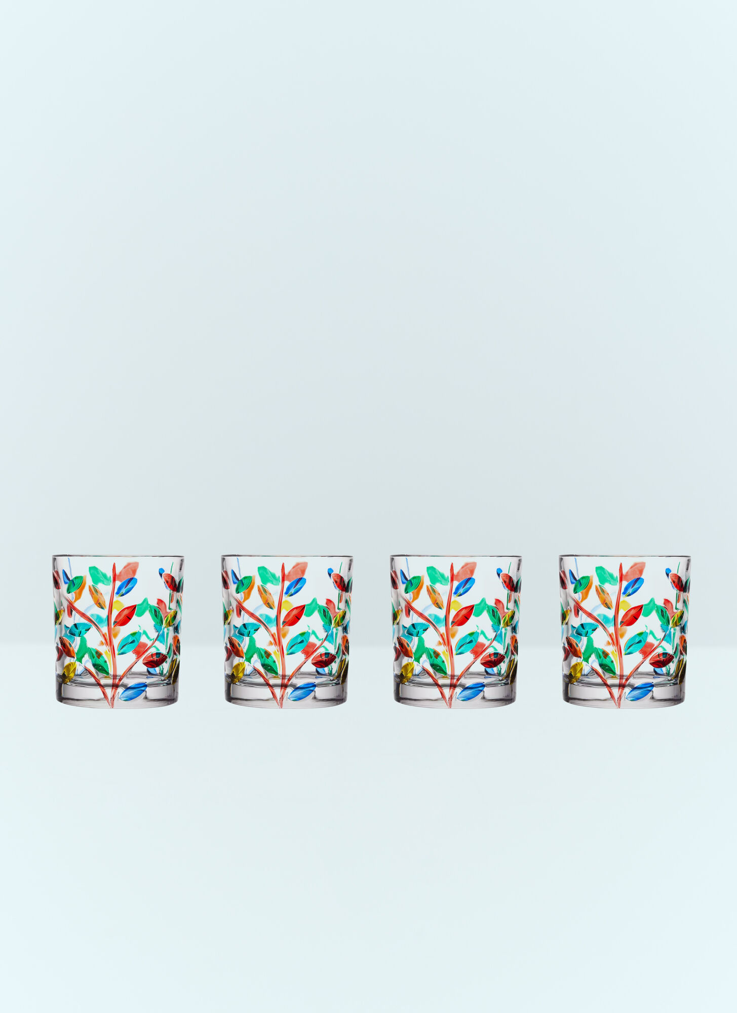 Les Ottomans Unisex Clear Set Of Four Floral Crystal Tumblers - Glassware One Size