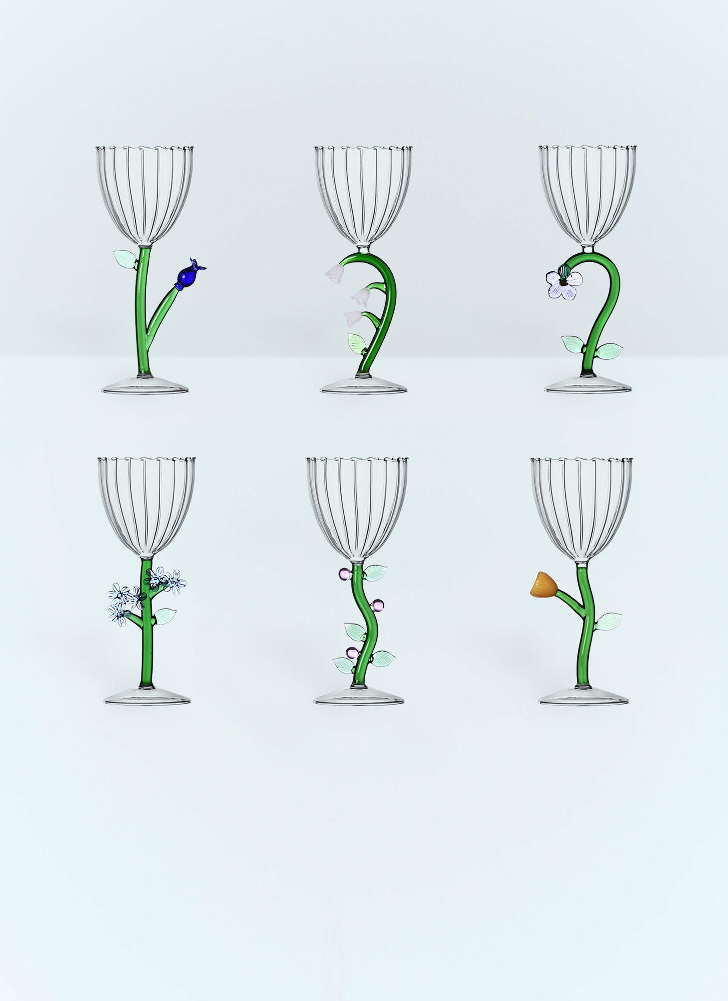 ICHENDORF MILANO SET OF SIX BOTANICA STEMMED GLASSES 