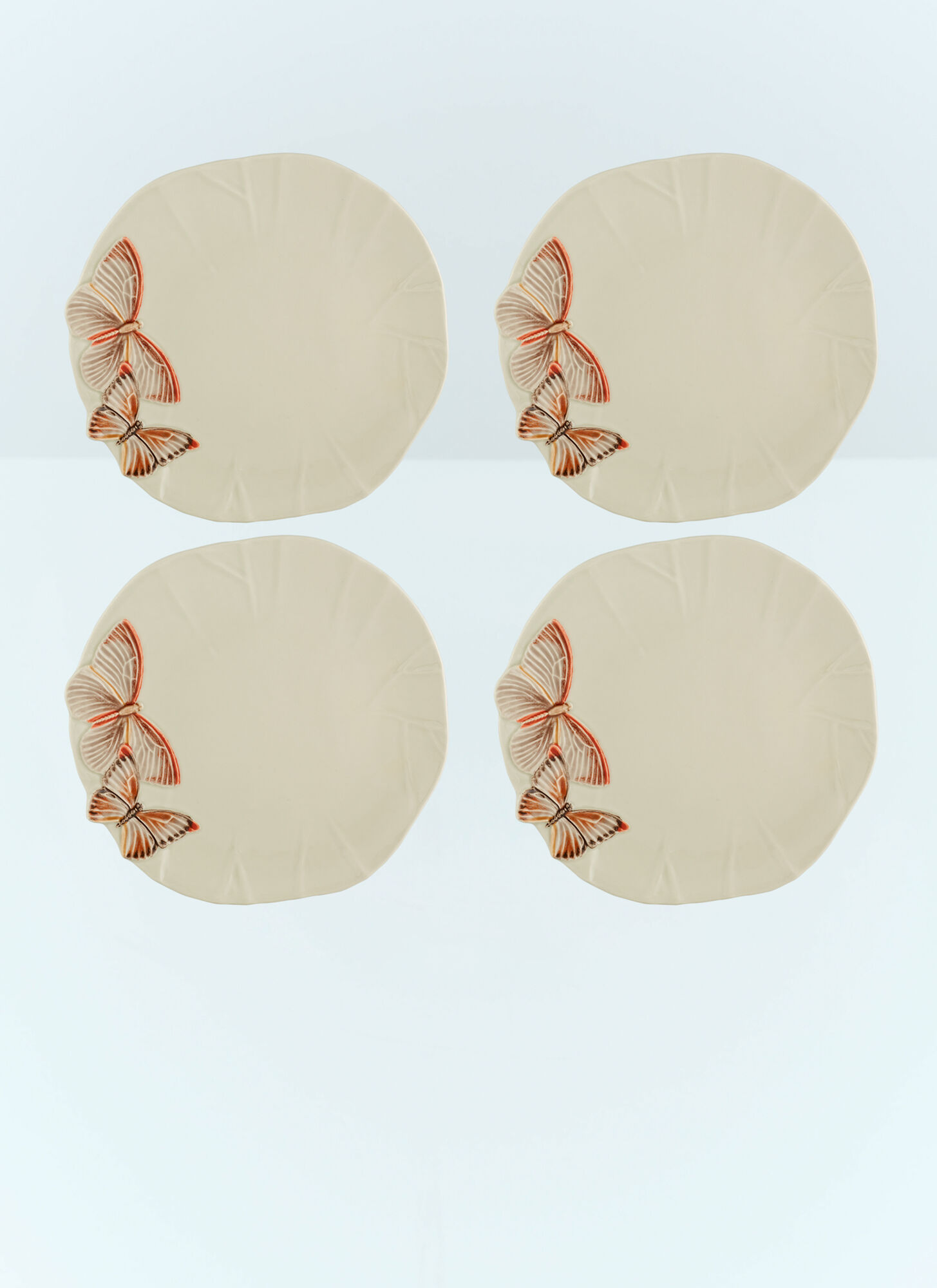 Bordallo Pinheiro Unisex Cream Set Of Four Cloudy Butterflies Dinner Plates - Kitchen One Size
