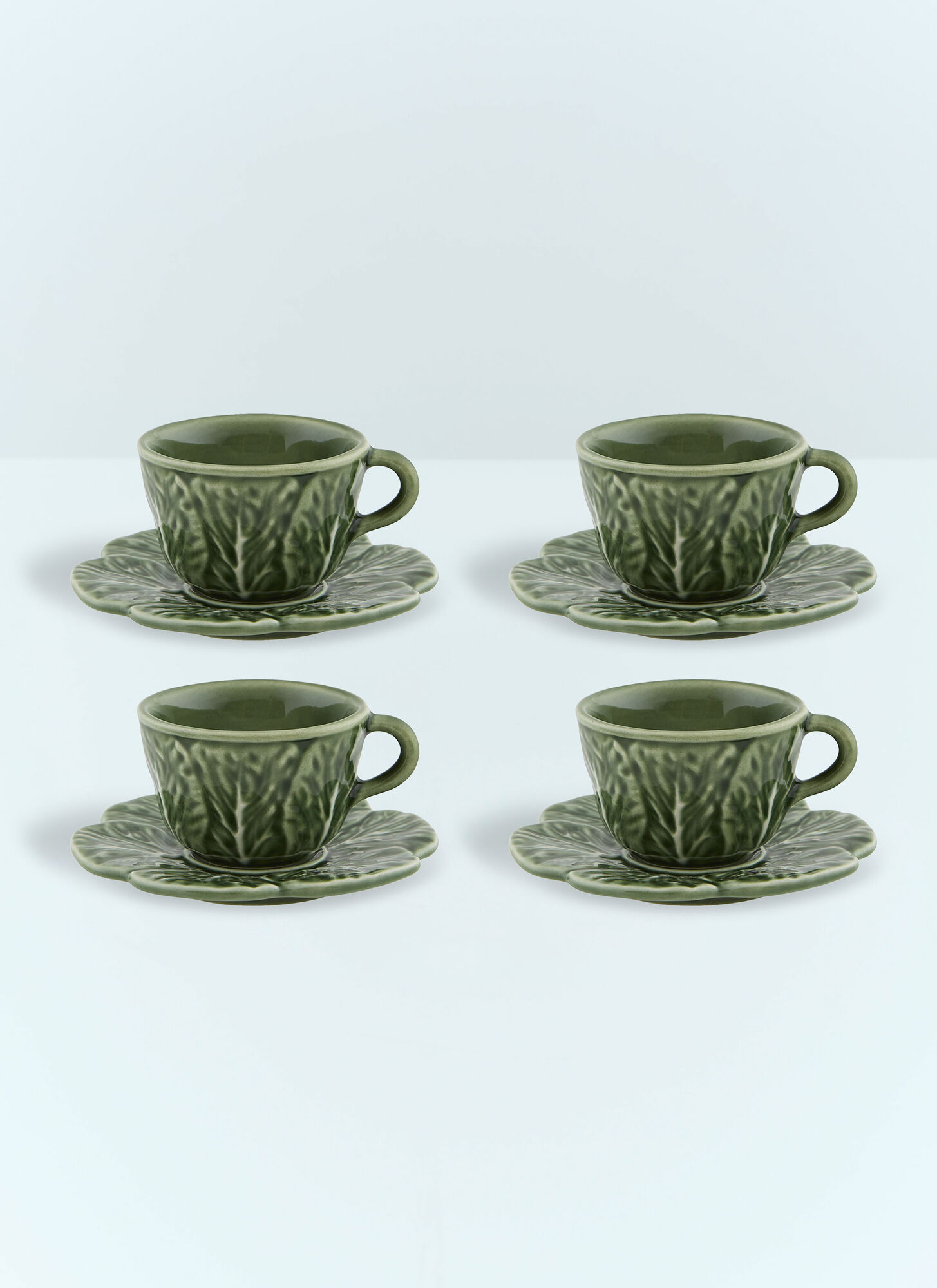 Bordallo Pinheiro Unisex Green Set Of Four Couve Coffee Cups And Saucers - Tea & Coffee One Size