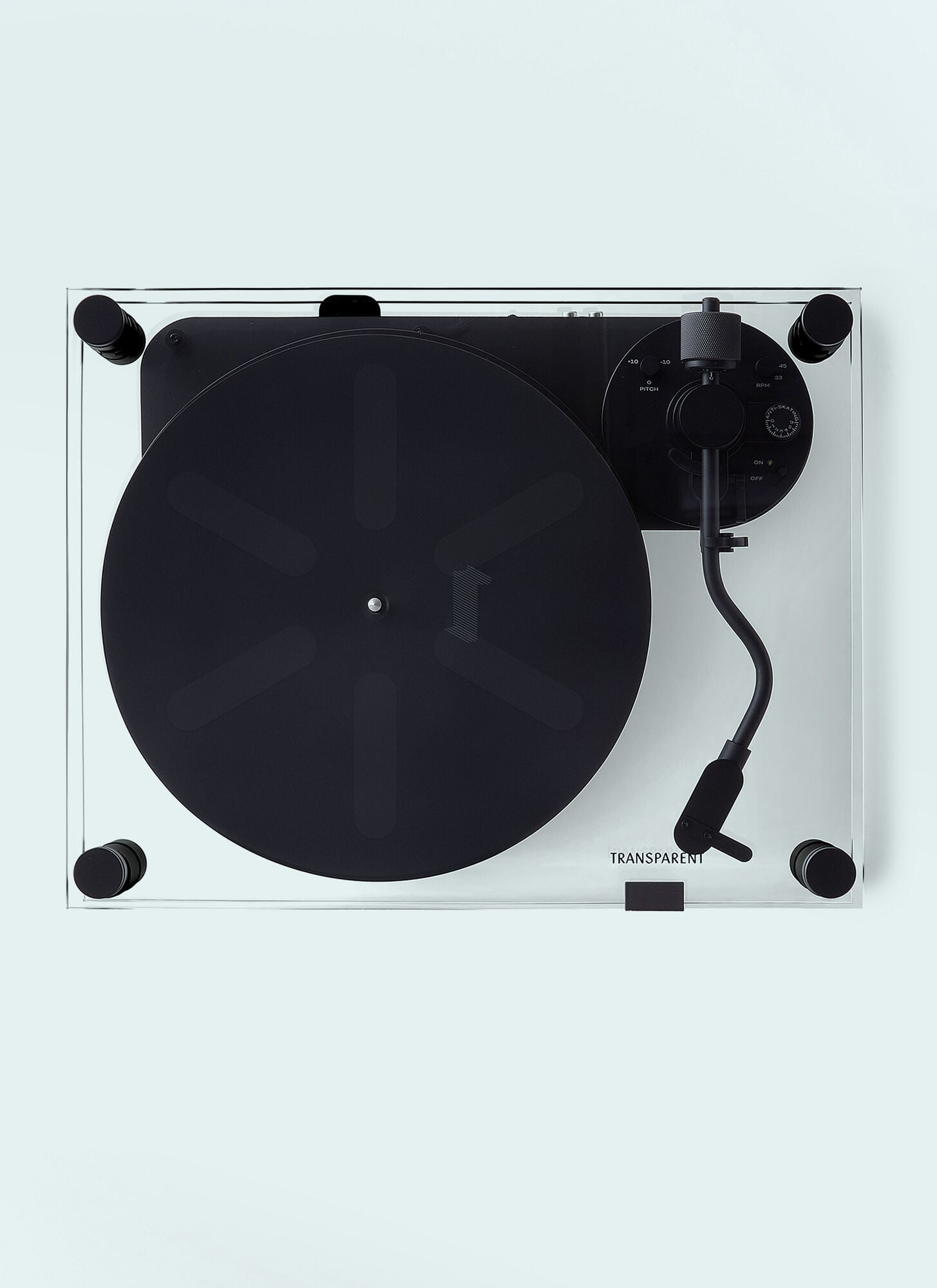 Transparent Unisex Black Turntable - Music One Size