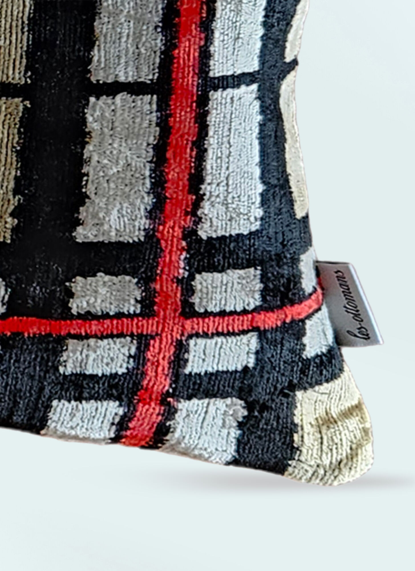  Les-ottomans Les-ottomans Check Velvet Cushion -  Textiles Multicolour One Size 