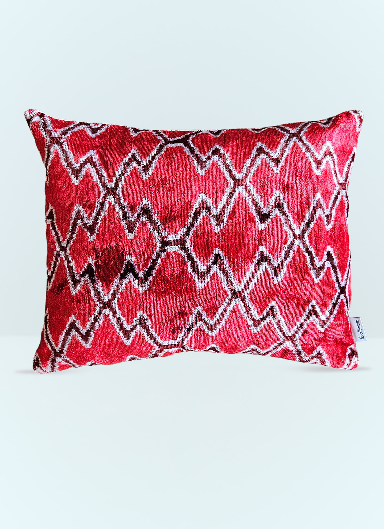Les-Ottomans Unisex Red Velvet Cushion - Textiles One Size