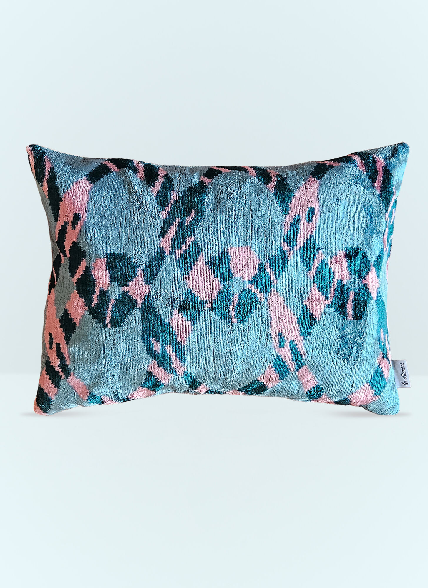 Les-Ottomans Unisex Blue Velvet Cushion - Textiles One Size
