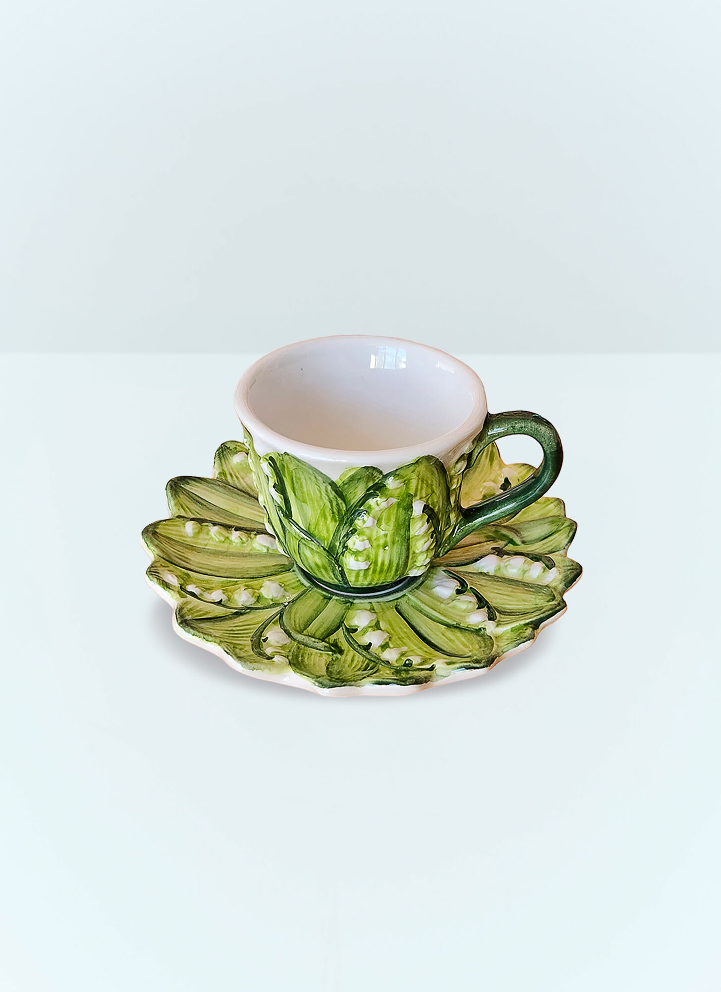 Les-Ottomans Unisex Multicolour Lily Of The Valley Coffee Cup And Saucer Set - Tea & Coffee One Size