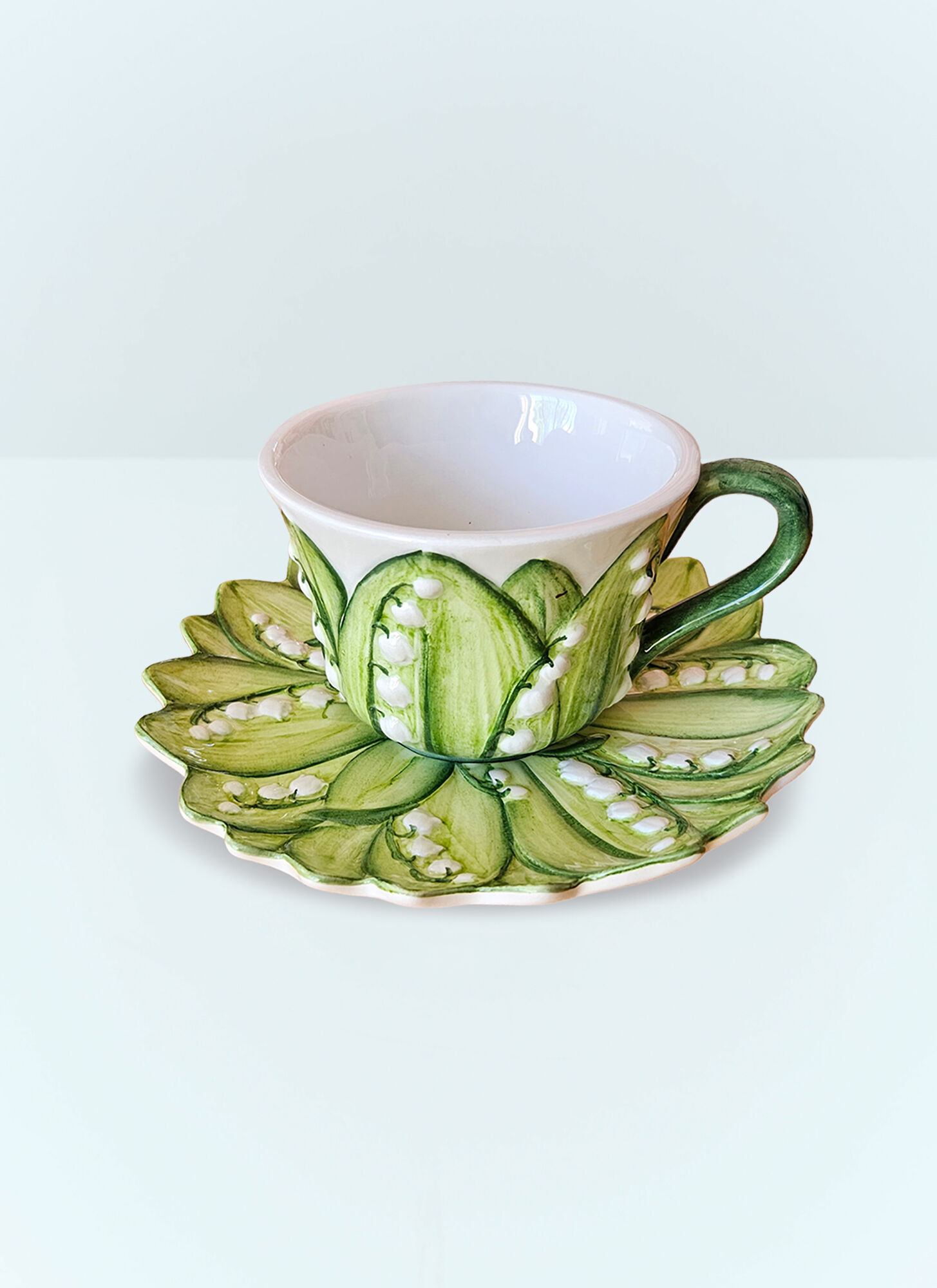 Les-Ottomans Unisex Multicolour Lily Of The Valley Teacup And Saucer Set - Tea & Coffee One Size