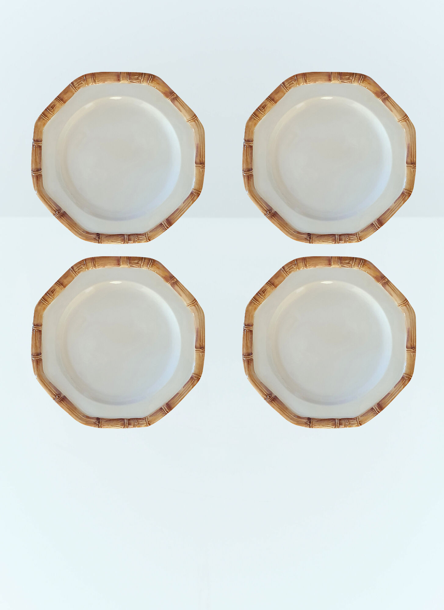 Les-Ottomans Unisex White Set Of Four Bamboo Dinner Plates - Kitchen One Size