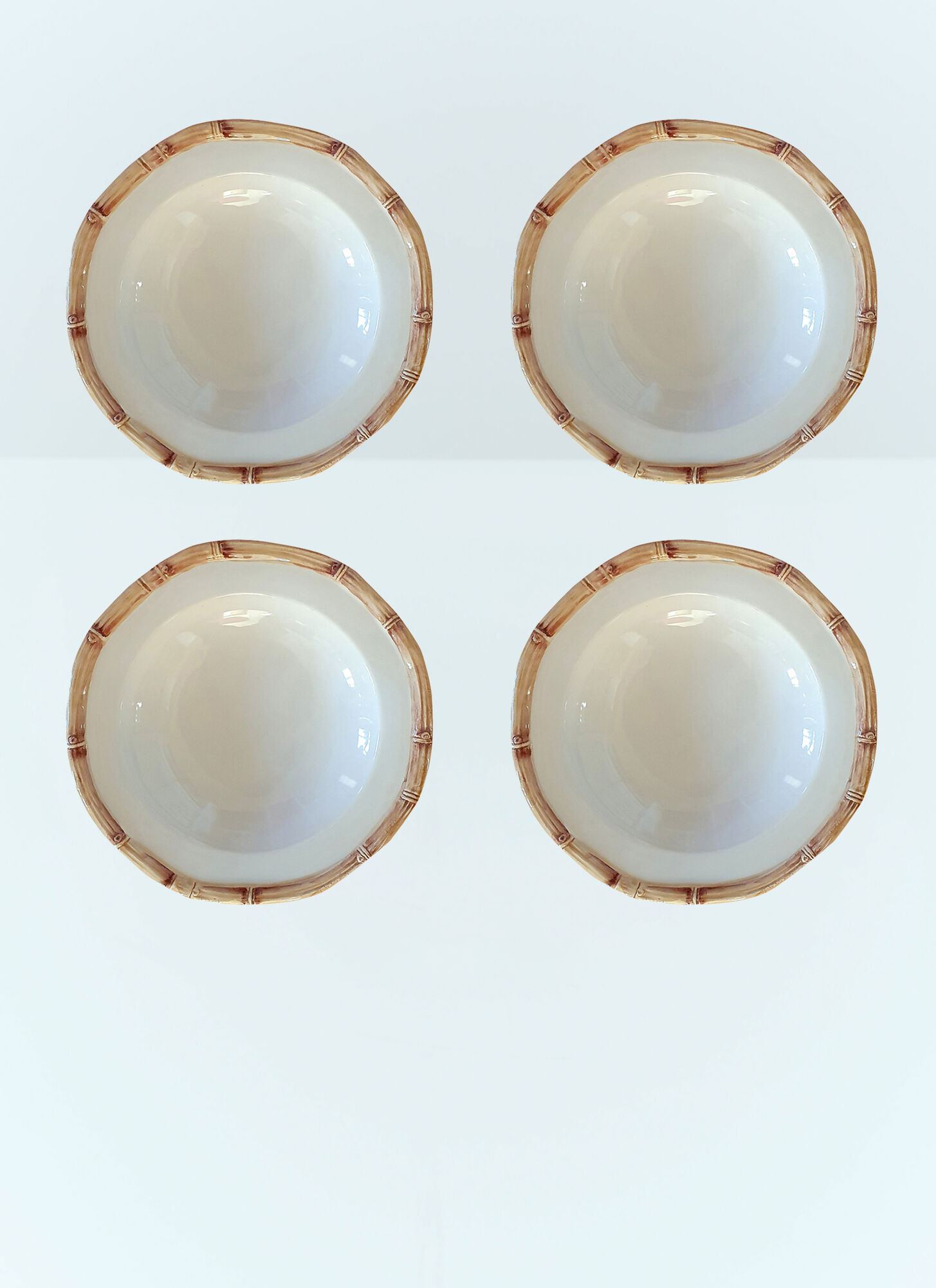 Les-Ottomans Set Of Four Bamboo Soup Plates - 厨房 White One Size