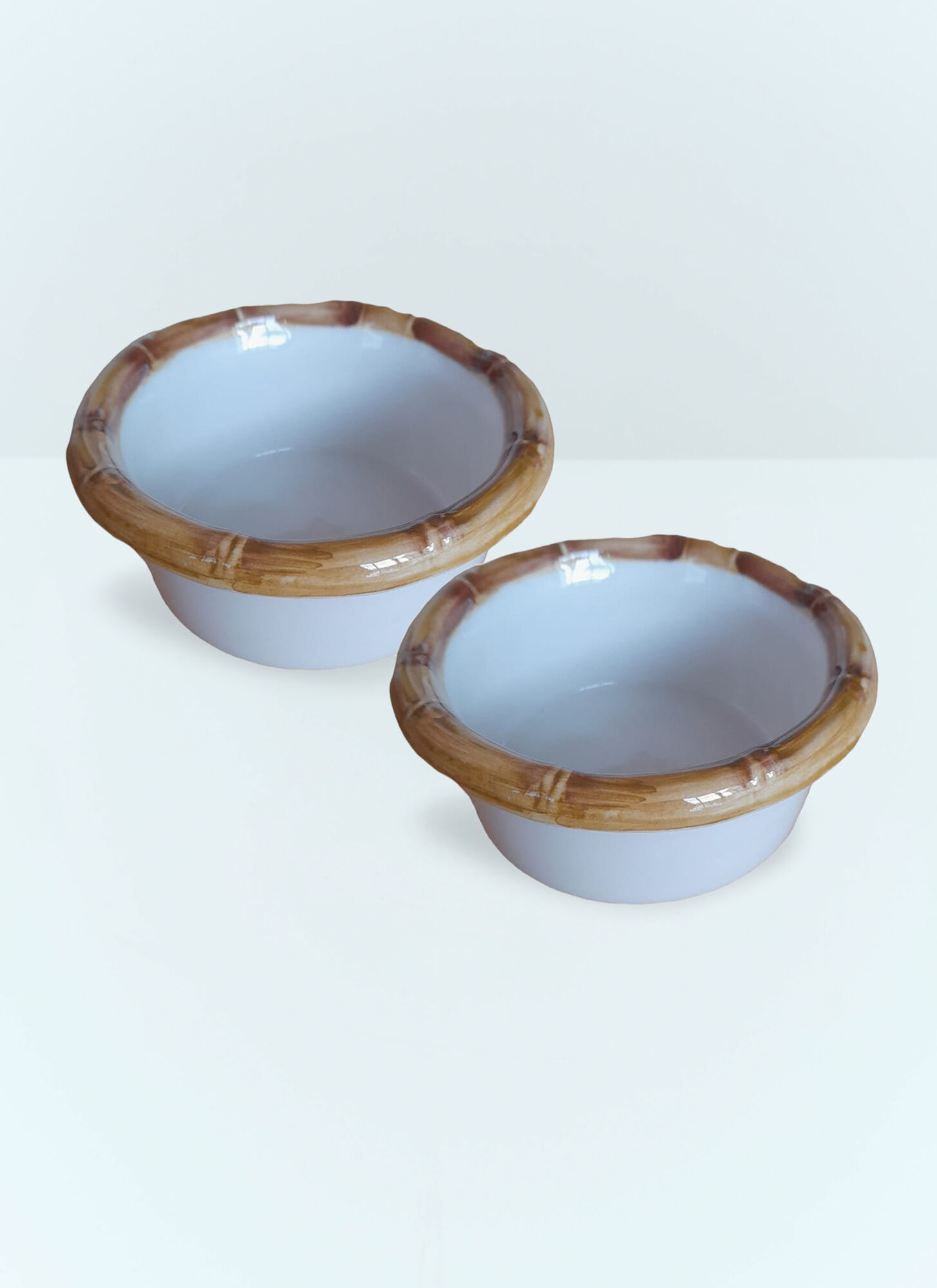  Les-ottomans Les-ottomans Set Of Two Bamboo Starter Bowls -  Kitchen White One Size 